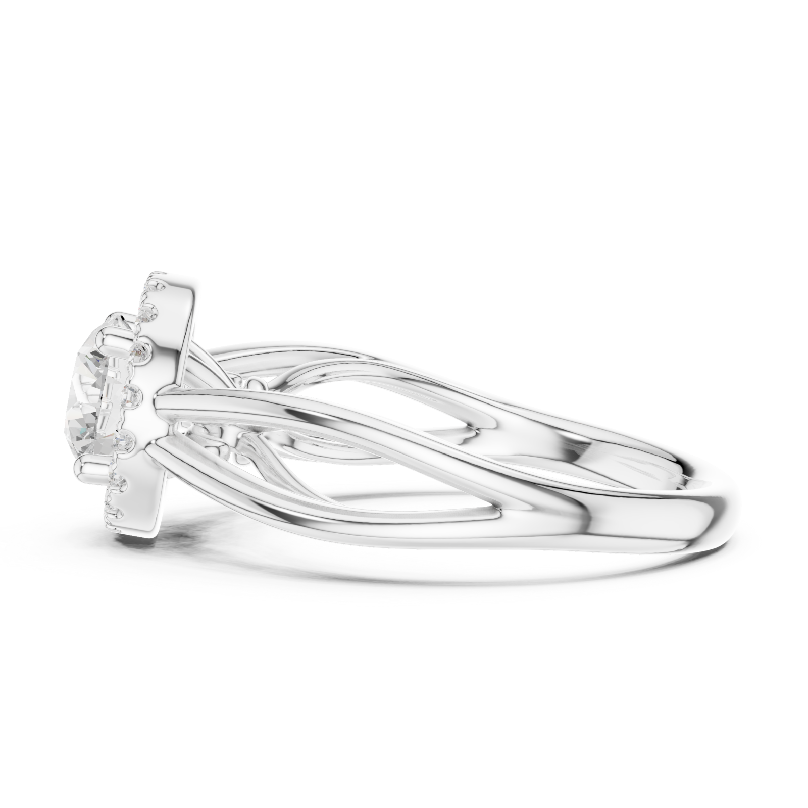  White Gold Orchid Harmony Halo Setting Ring Side View
