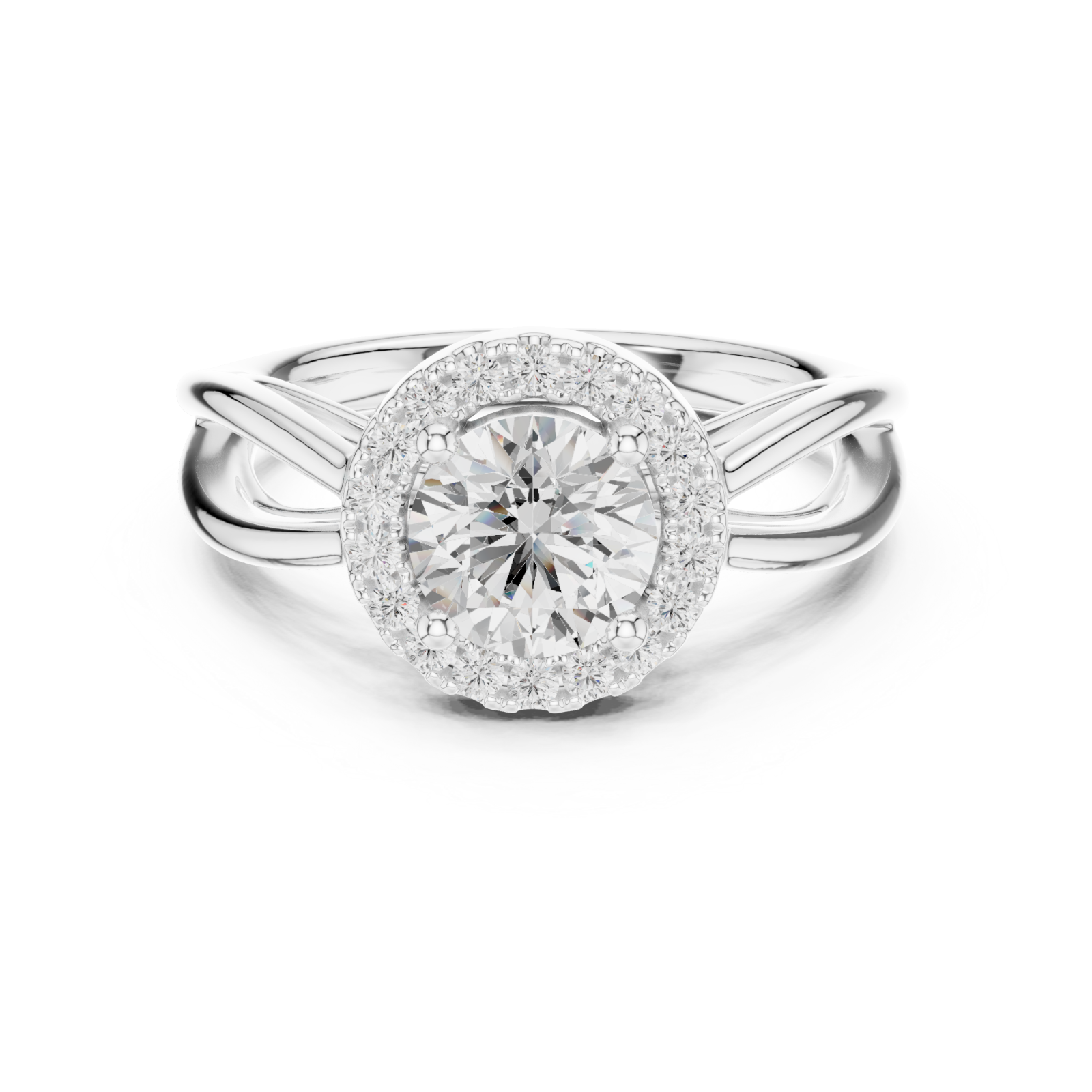  White Gold Orchid Harmony Halo Setting Ring Front View