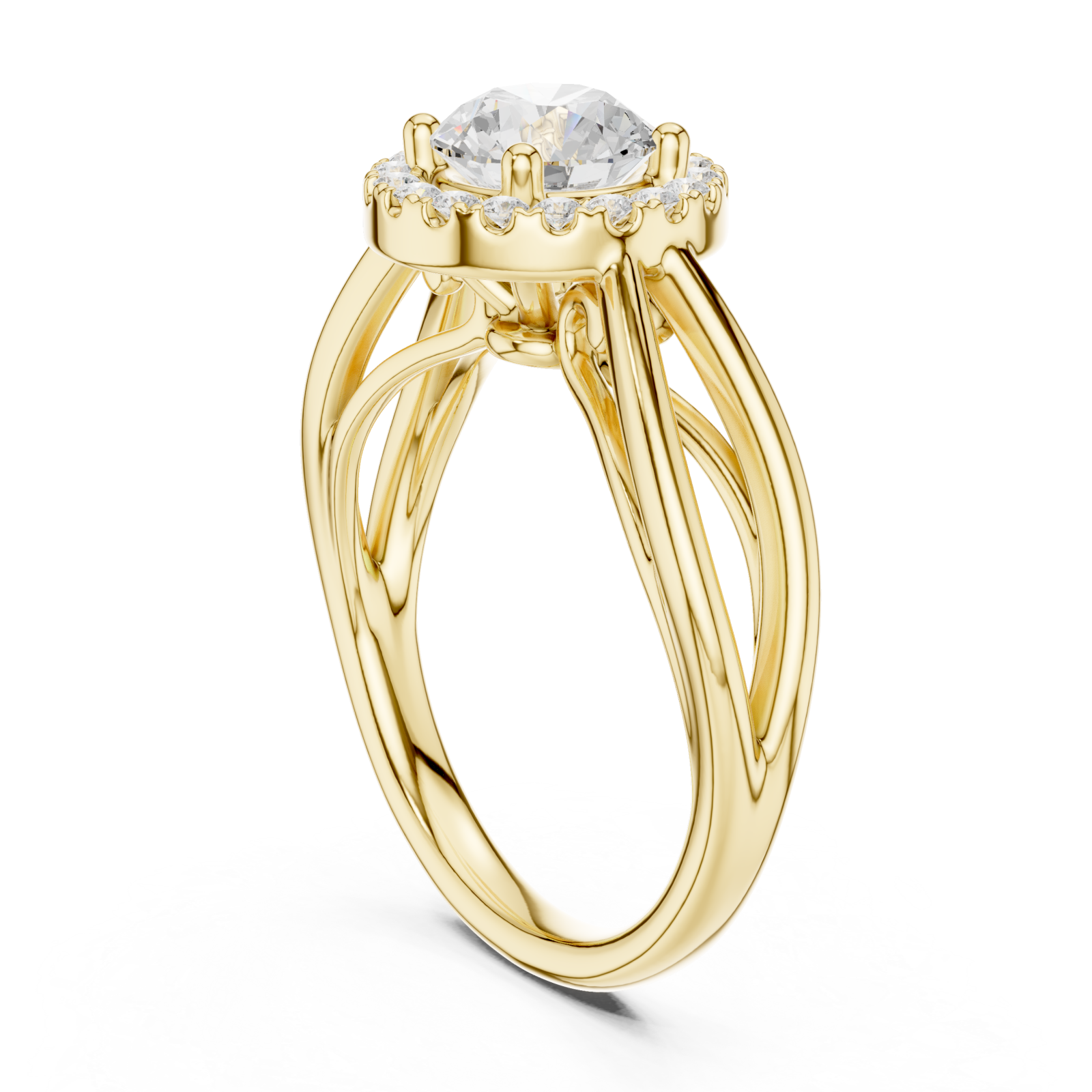  Gold Orchid Harmony Halo Setting Ring Left View