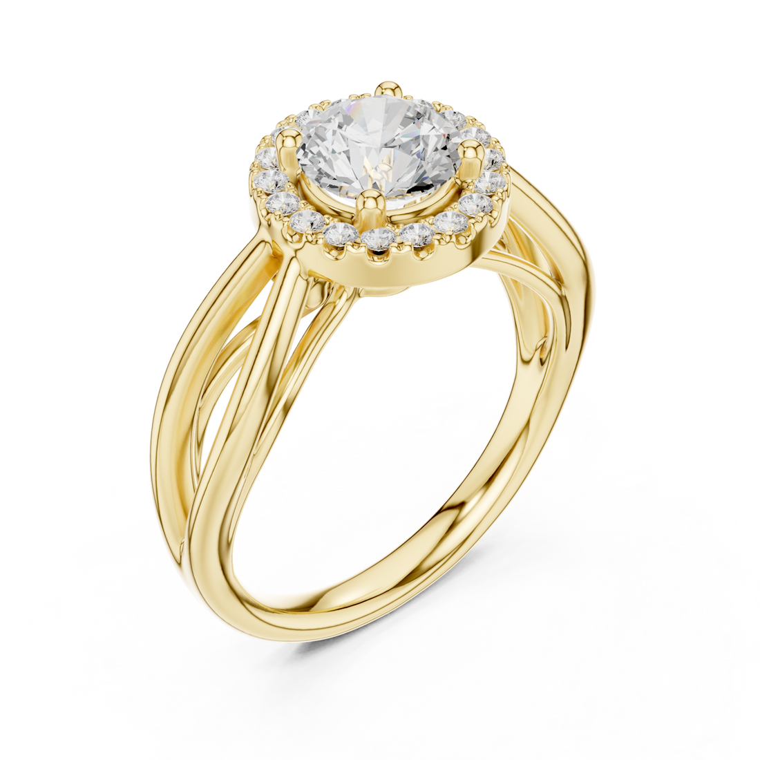 Gold Orchid Harmony Halo Setting Ring Right View