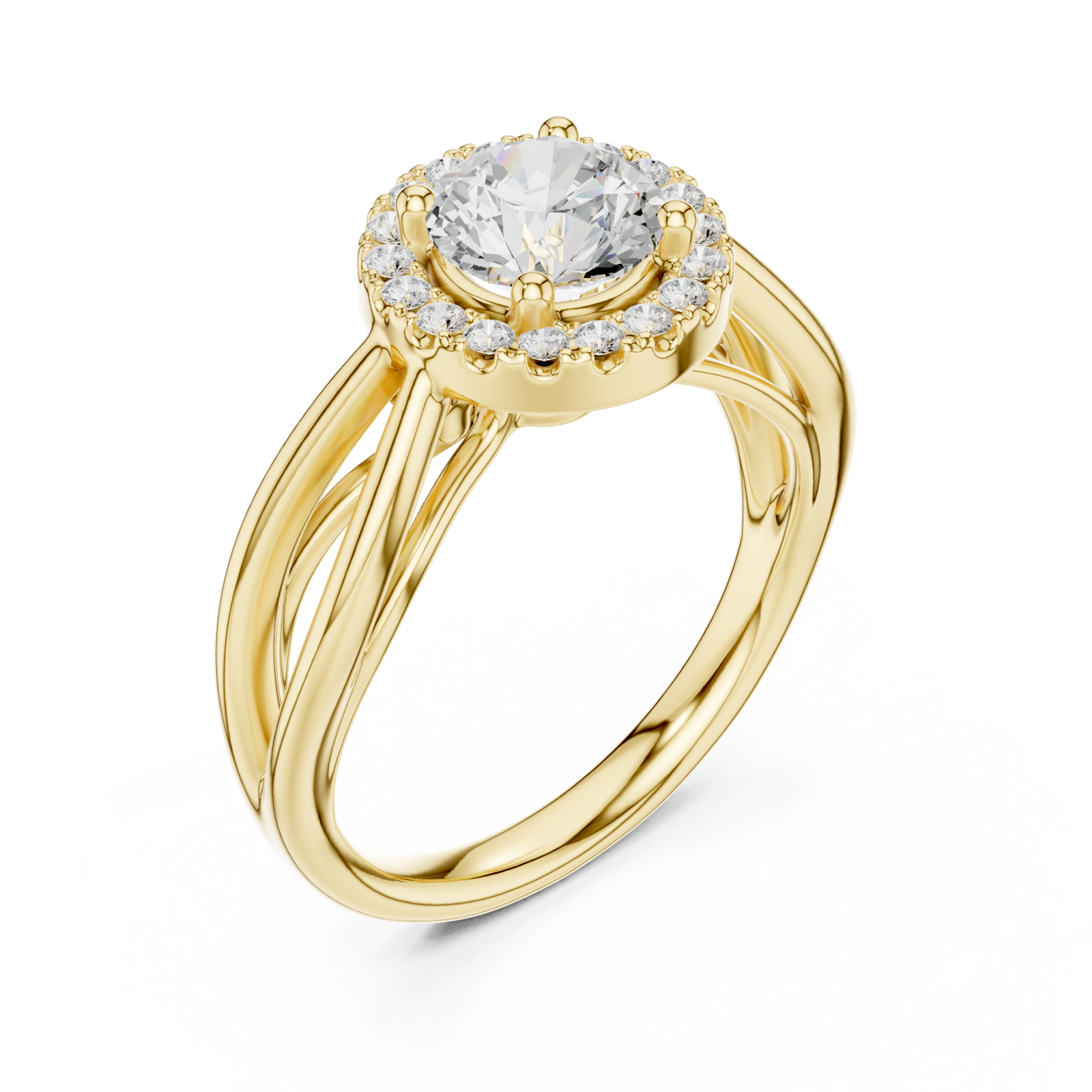 Gold Orchid Harmony Halo Setting Ring Right View