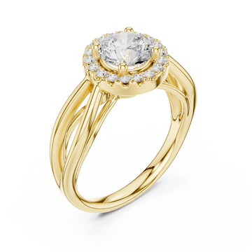 Gold Orchid Harmony Halo Setting Ring Right View
