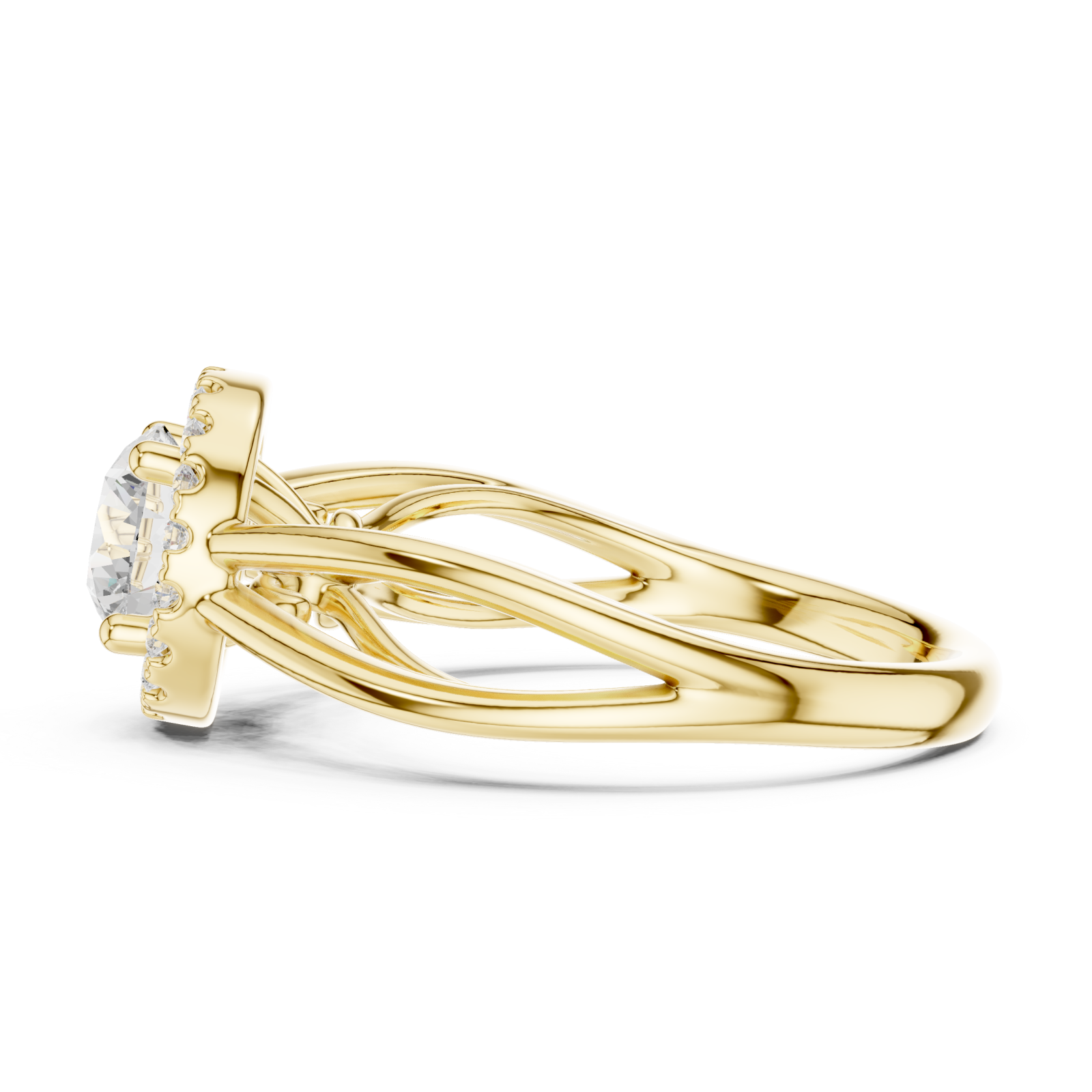  Gold Orchid Harmony Halo Setting Ring Side View