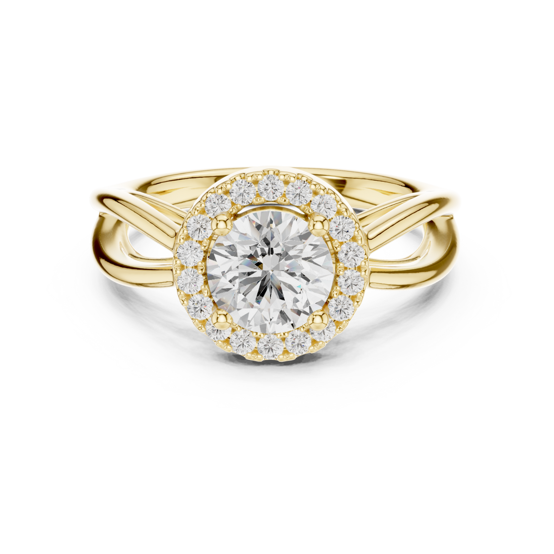 Gold Orchid Harmony Halo Setting Ring Right View