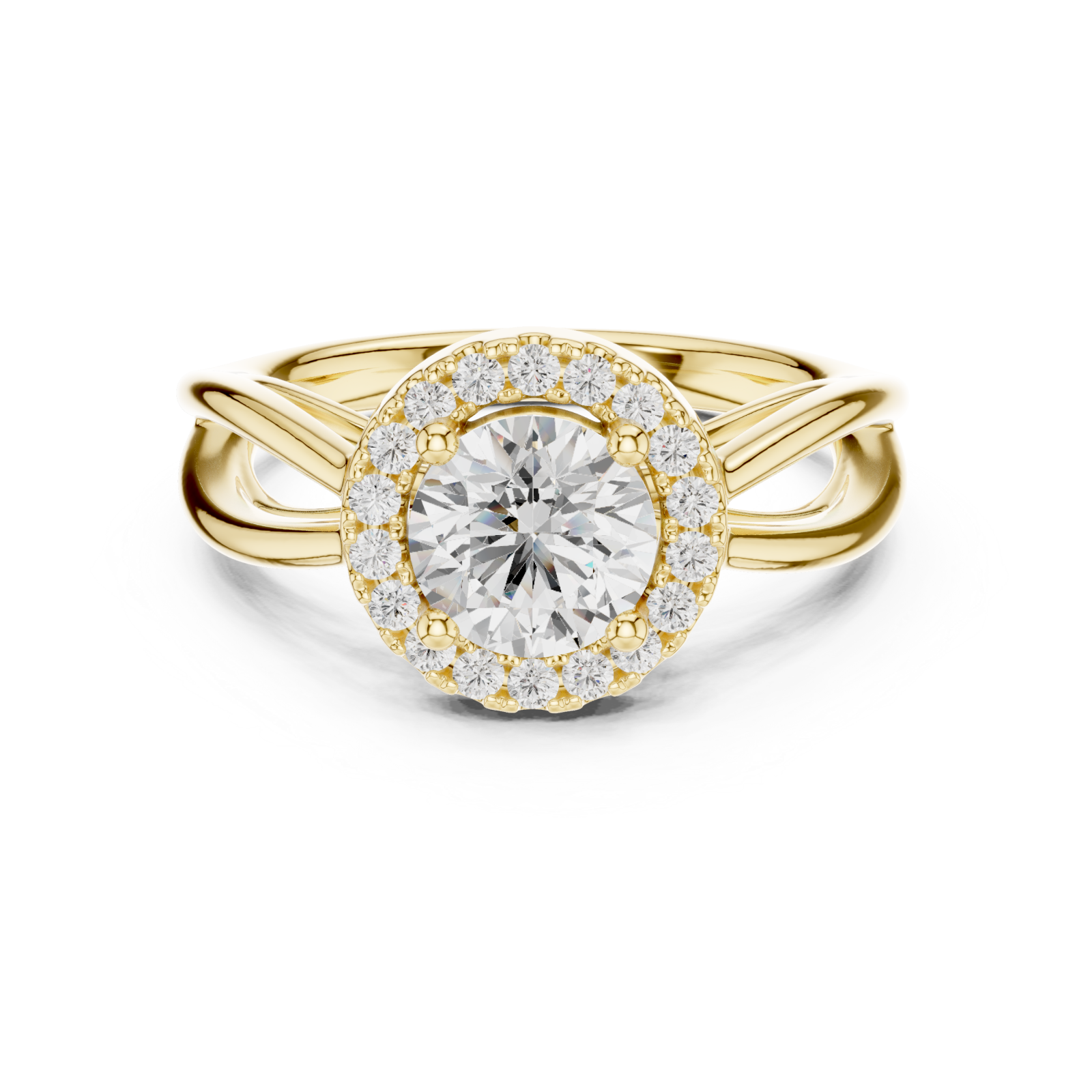  Gold Orchid Harmony Halo Setting Ring Front View