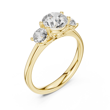 Gold Radiant Crest Elegance Three Stone Promise Ring Right View