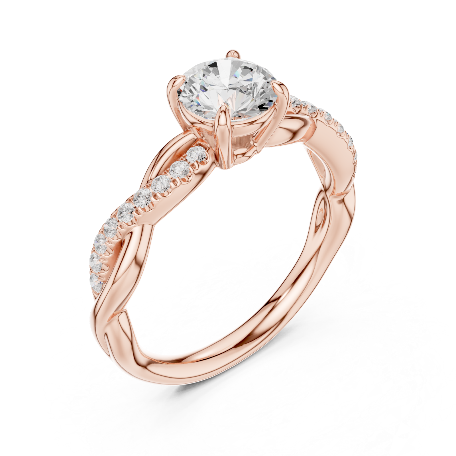  Rose Gold Celestial Embrace Solitary Ring Right View