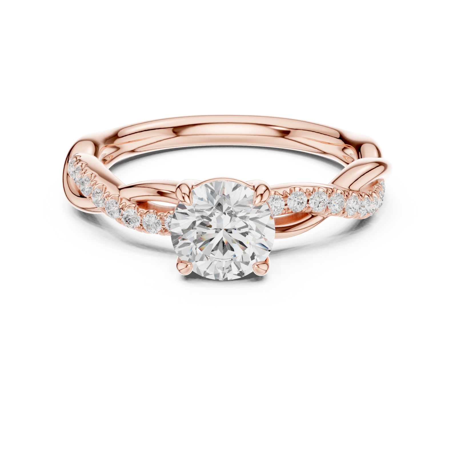 Rose Gold Celestial Embrace Solitary Ring Front View