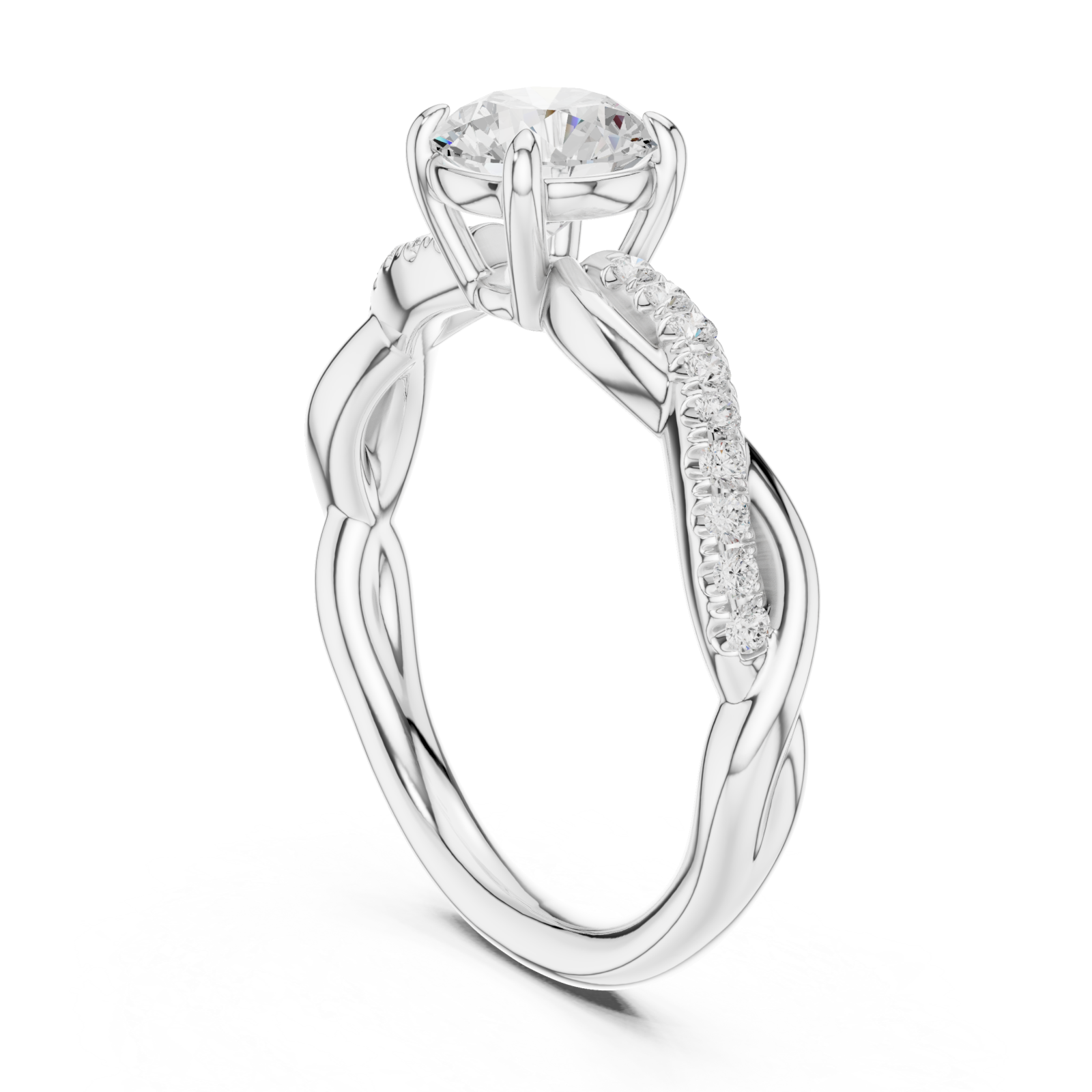  White Gold Celestial Embrace Solitary Ring Left View