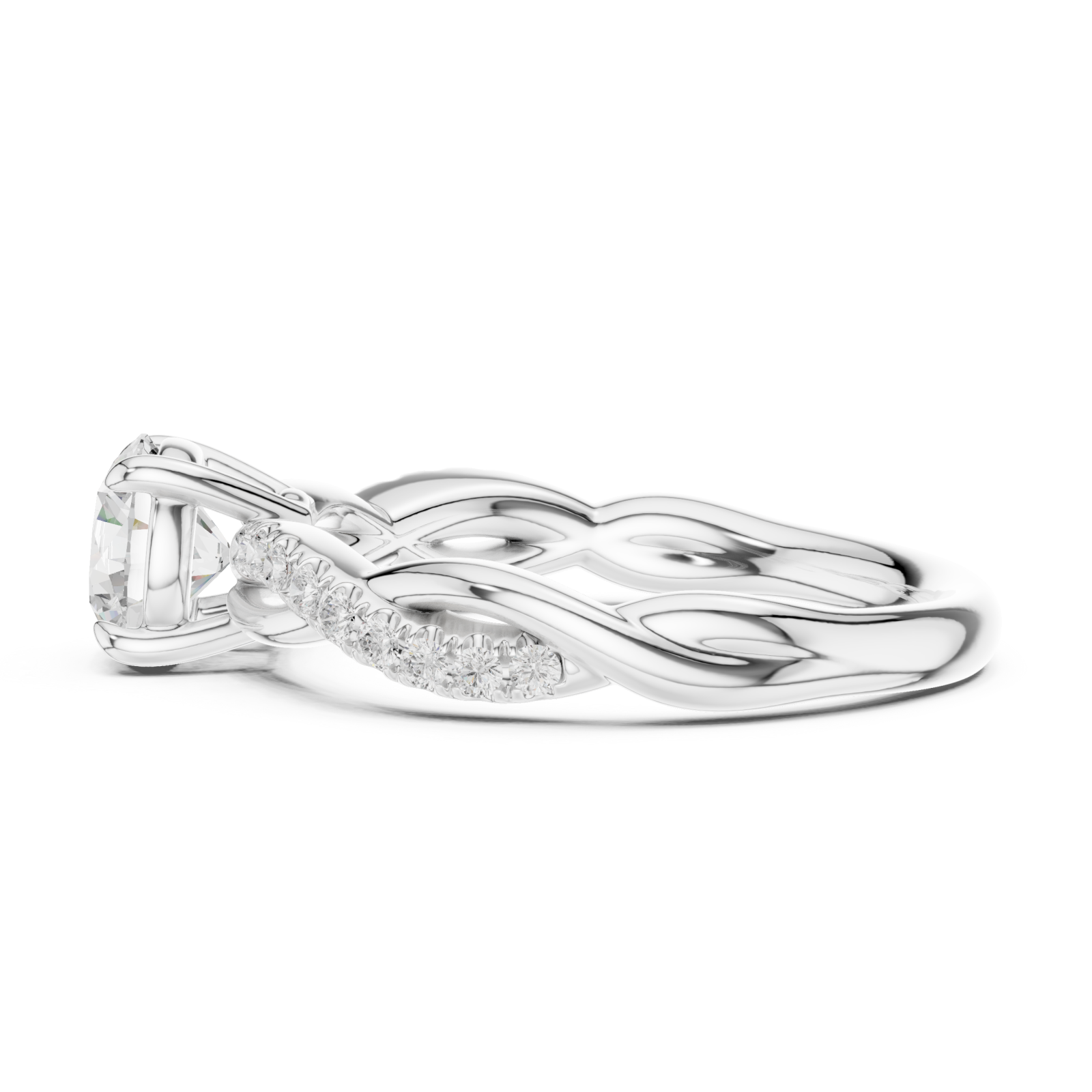  White Gold Celestial Embrace Solitary Ring Side View