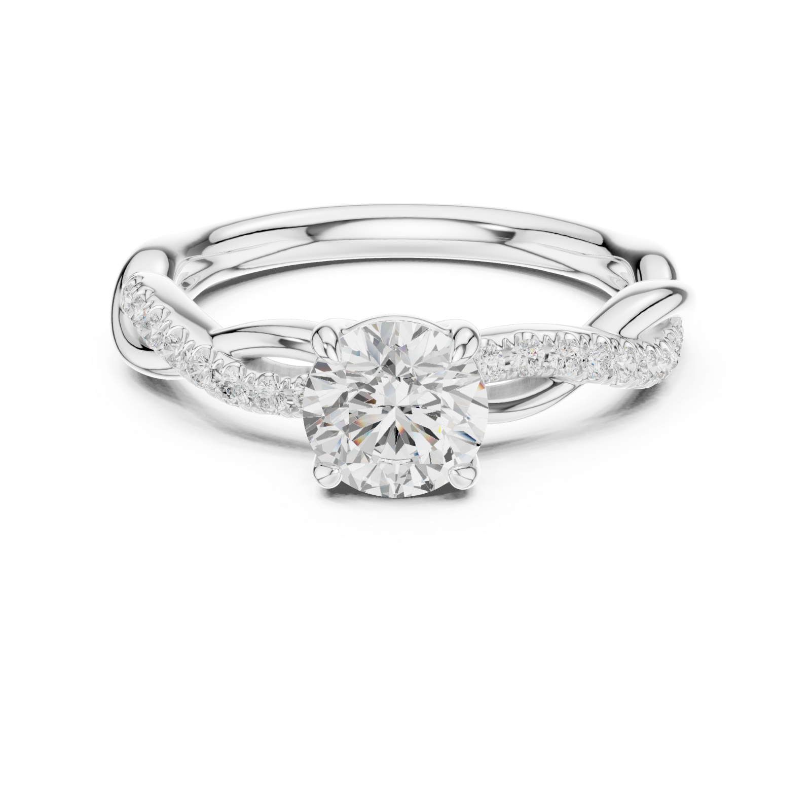  White Gold Celestial Embrace Solitary Ring Front View
