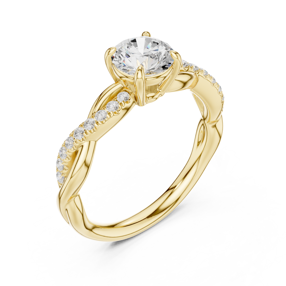 Gold Celestial Embrace Solitary Ring Right View