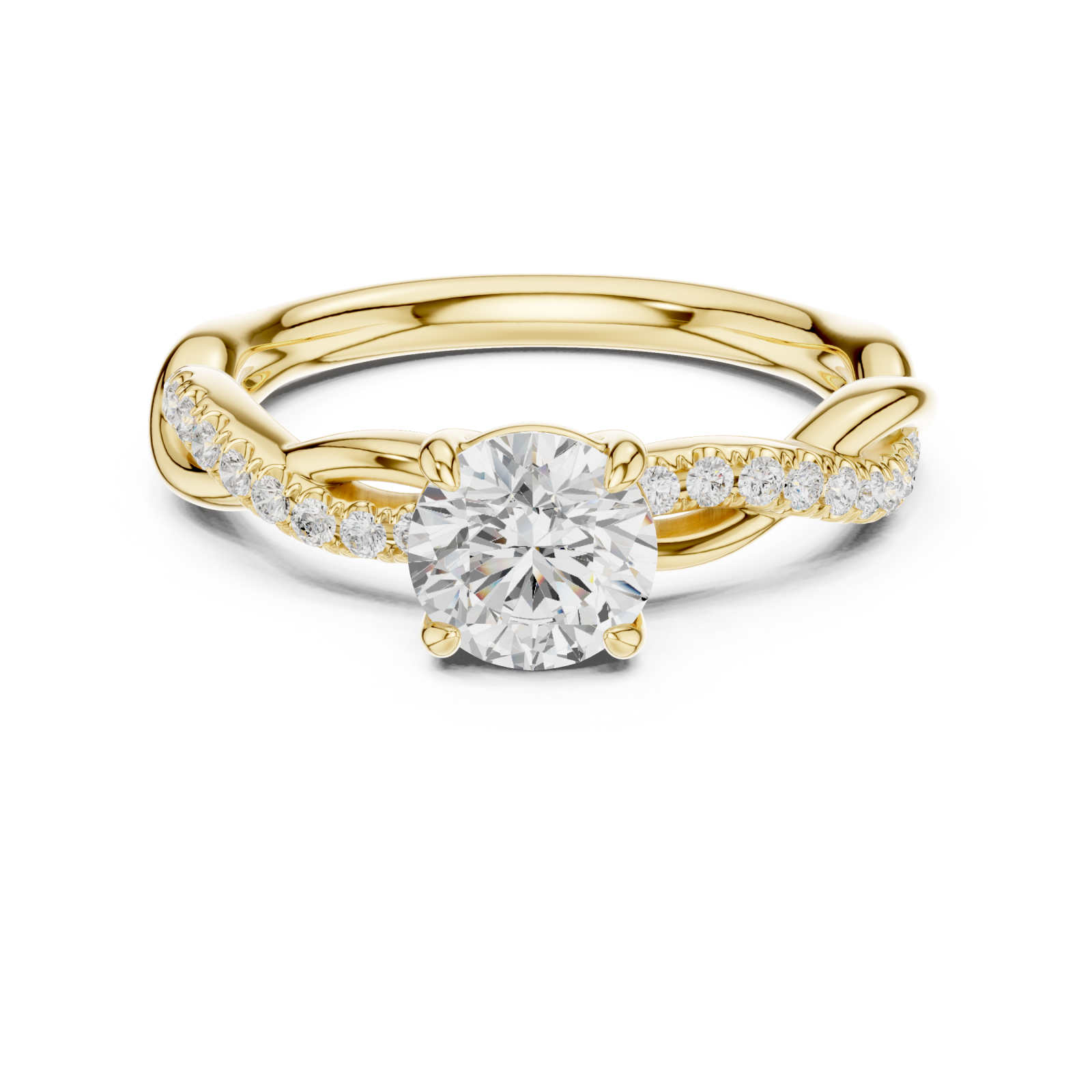  Gold Celestial Embrace Solitary Ring Front View