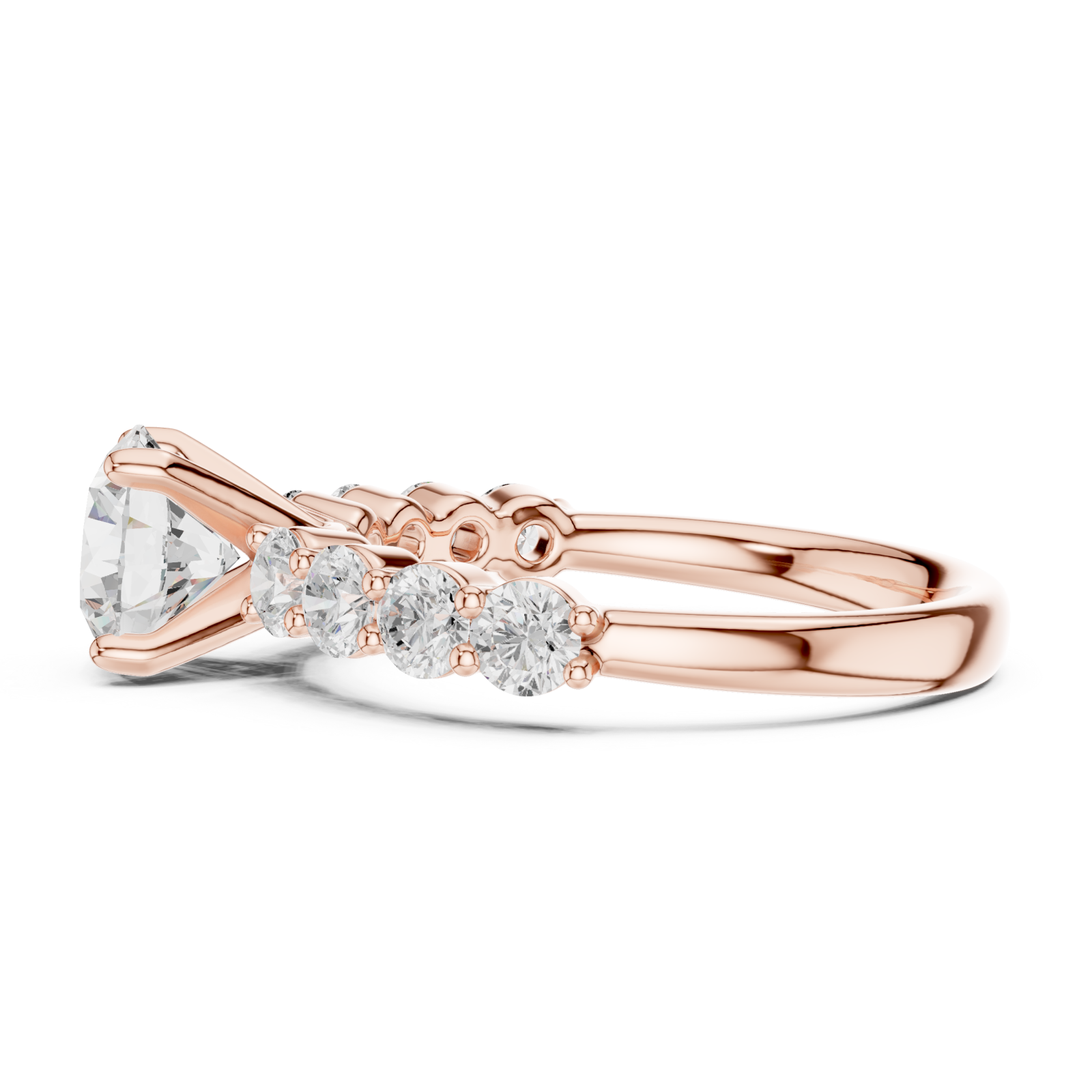  Rose Gold Celestial Flow Accent Band Ring Side View