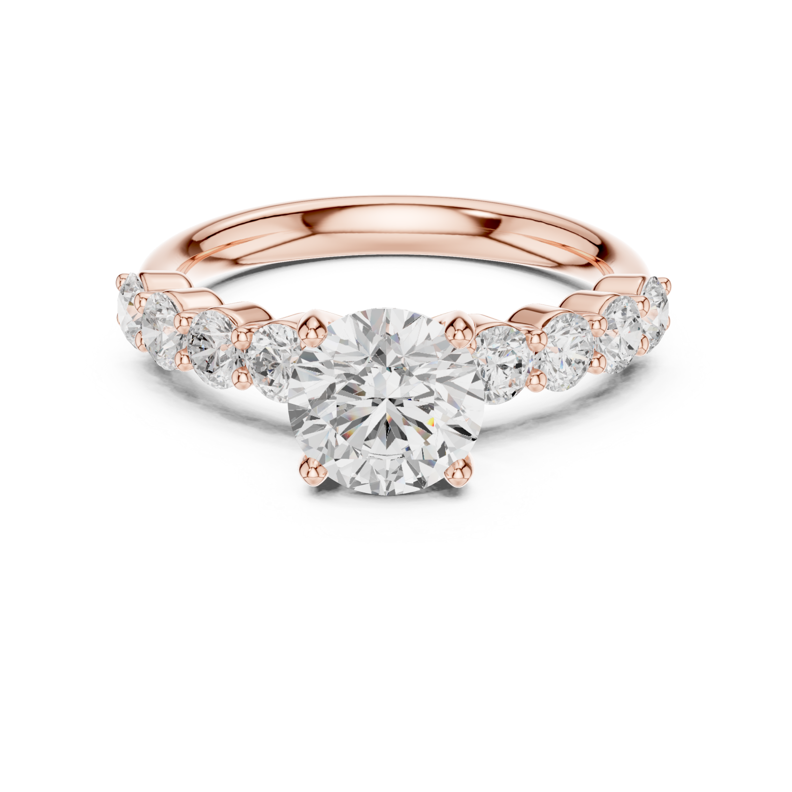  Rose Gold Celestial Flow Accent Band Ring Front View