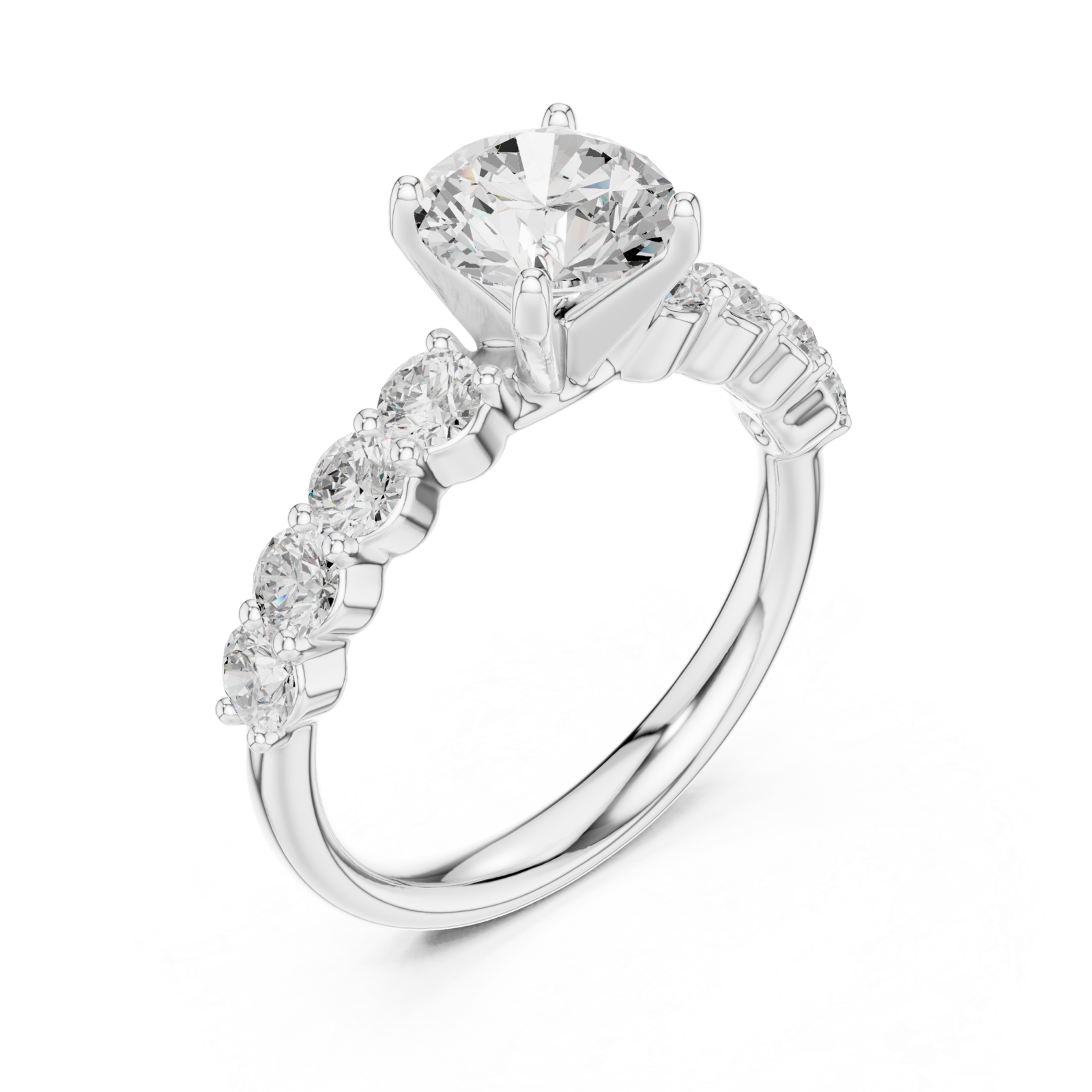  White Gold Celestial Flow Accent Band Ring Right View