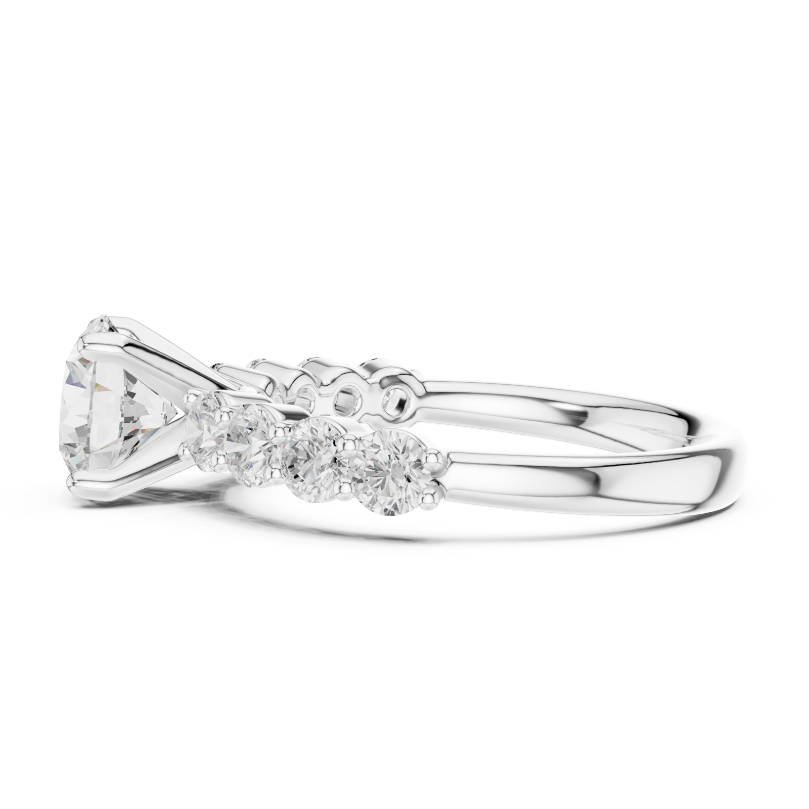 White Gold Celestial Flow Accent Band Ring Side View