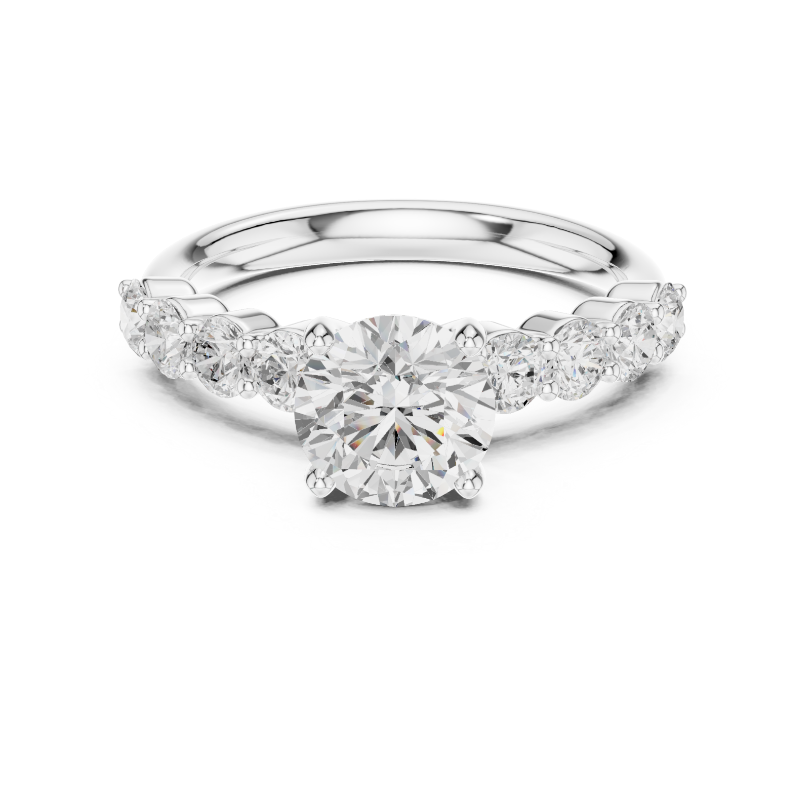  White Gold Celestial Flow Accent Band Ring Front View