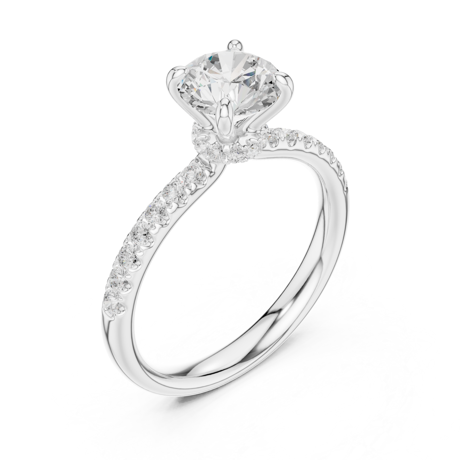  White Gold Petal Crown Flowing Band Engagement Ring Right View