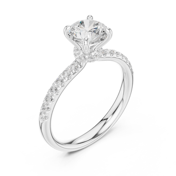  White Gold Petal Crown Flowing Band Engagement Ring Right View