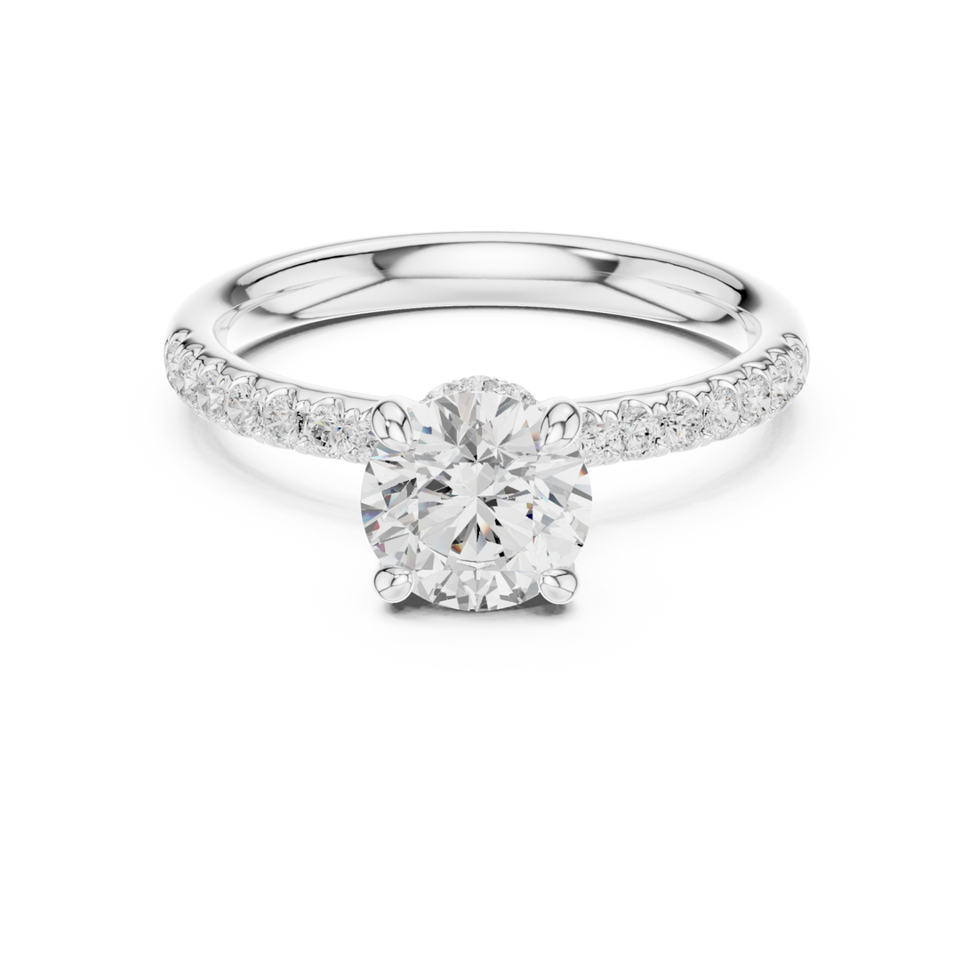  White Gold Petal Crown Flowing Band Engagement Ring Right View