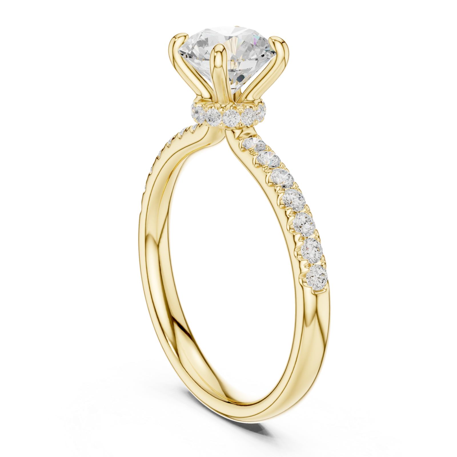  Gold Petal Crown Flowing Band Engagement Ring Left View