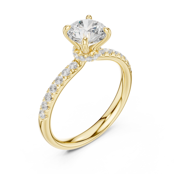 Gold Petal Crown Flowing Band Engagement Ring Right View
