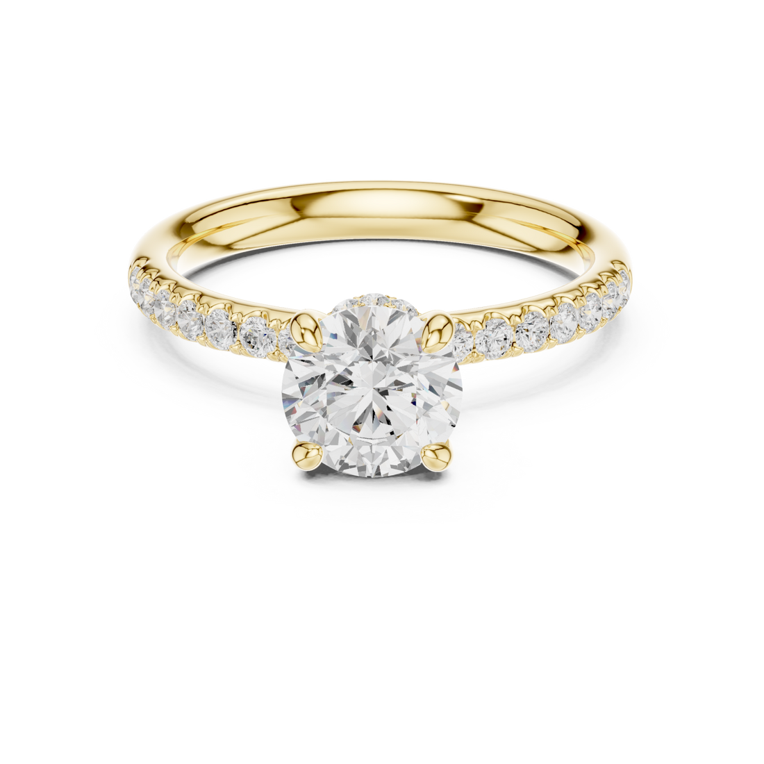 Gold Petal Crown Flowing Band Engagement Ring Right View