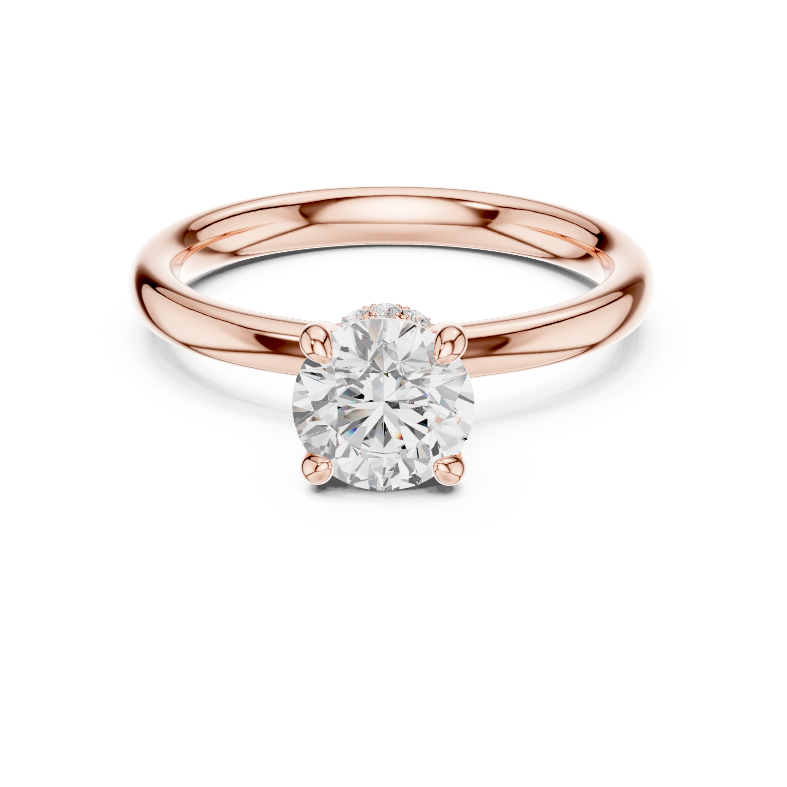  Rose Gold Celestial Harmony Solitaire Elegance Band Front View