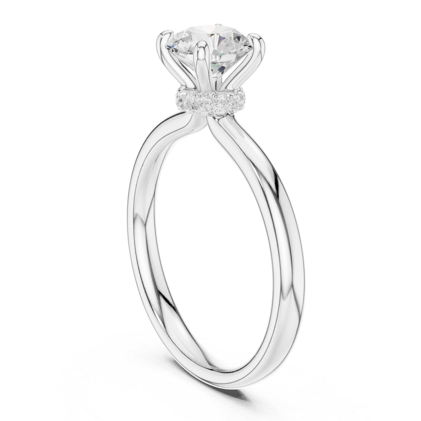  White Gold Celestial Harmony Solitaire Elegance Band Left View