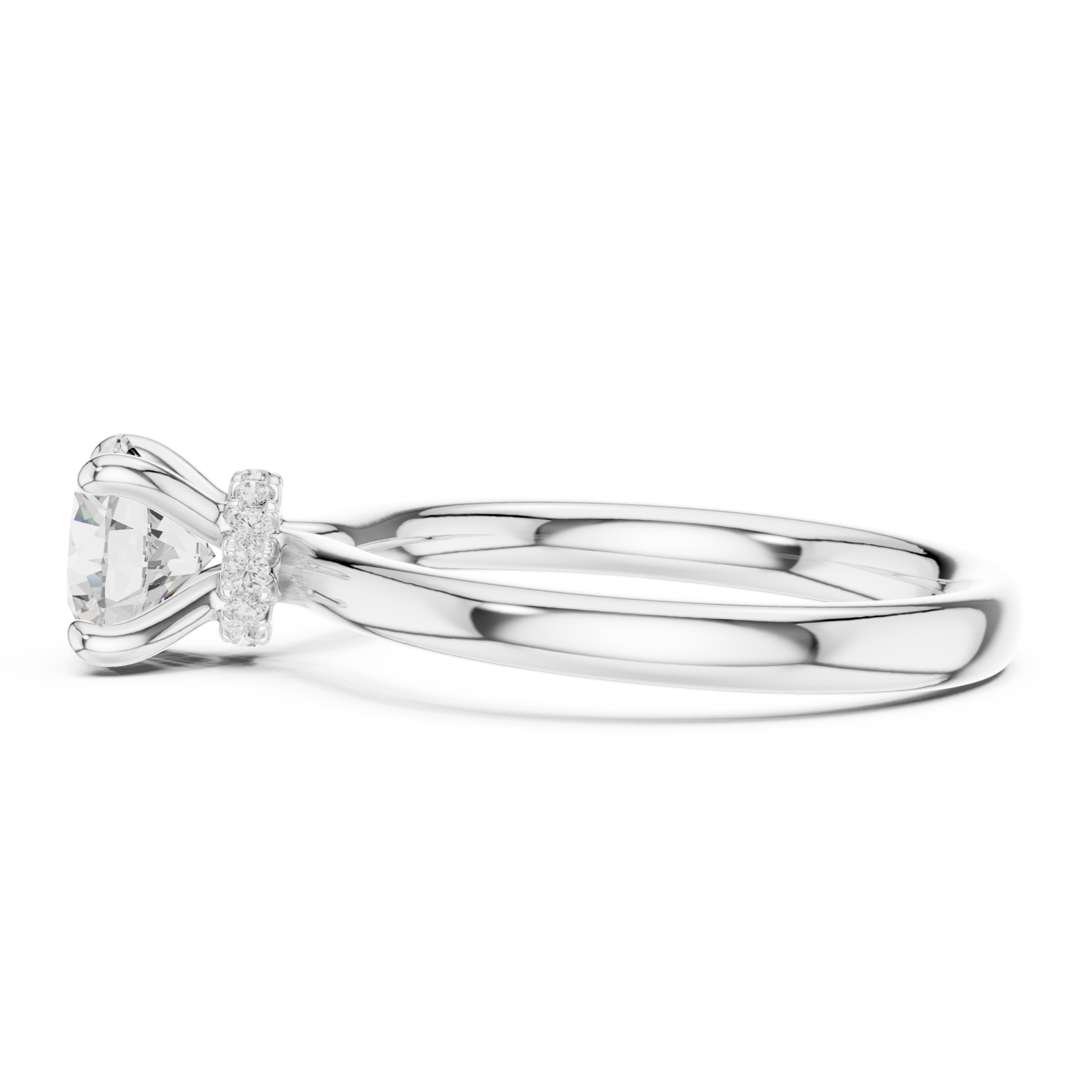  White Gold Celestial Harmony Solitaire Elegance Band Side View