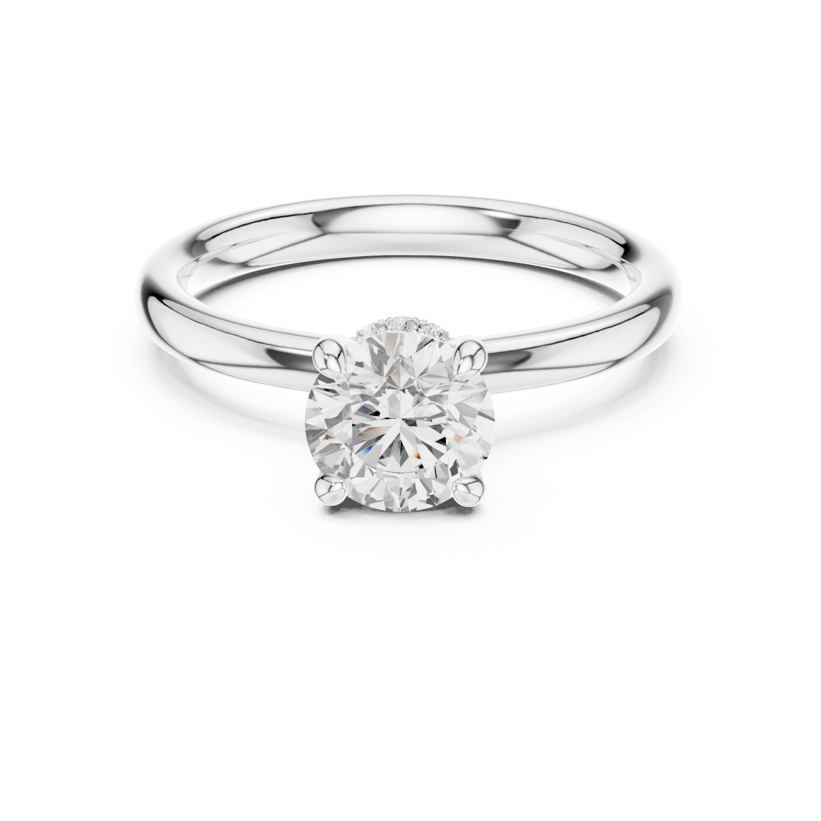  White Gold Celestial Harmony Solitaire Elegance Band Front View