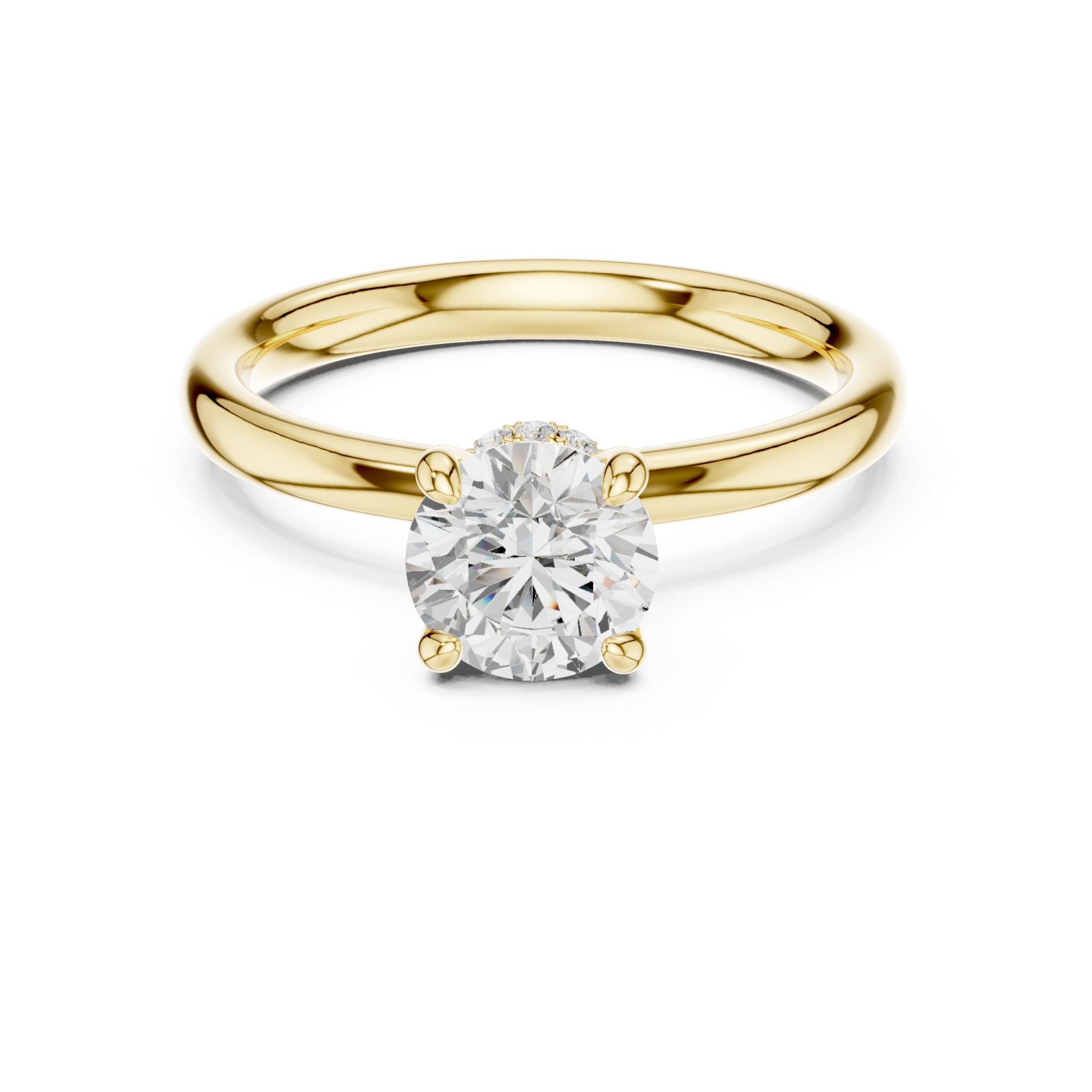  Gold Celestial Harmony Solitaire Elegance Band Front View