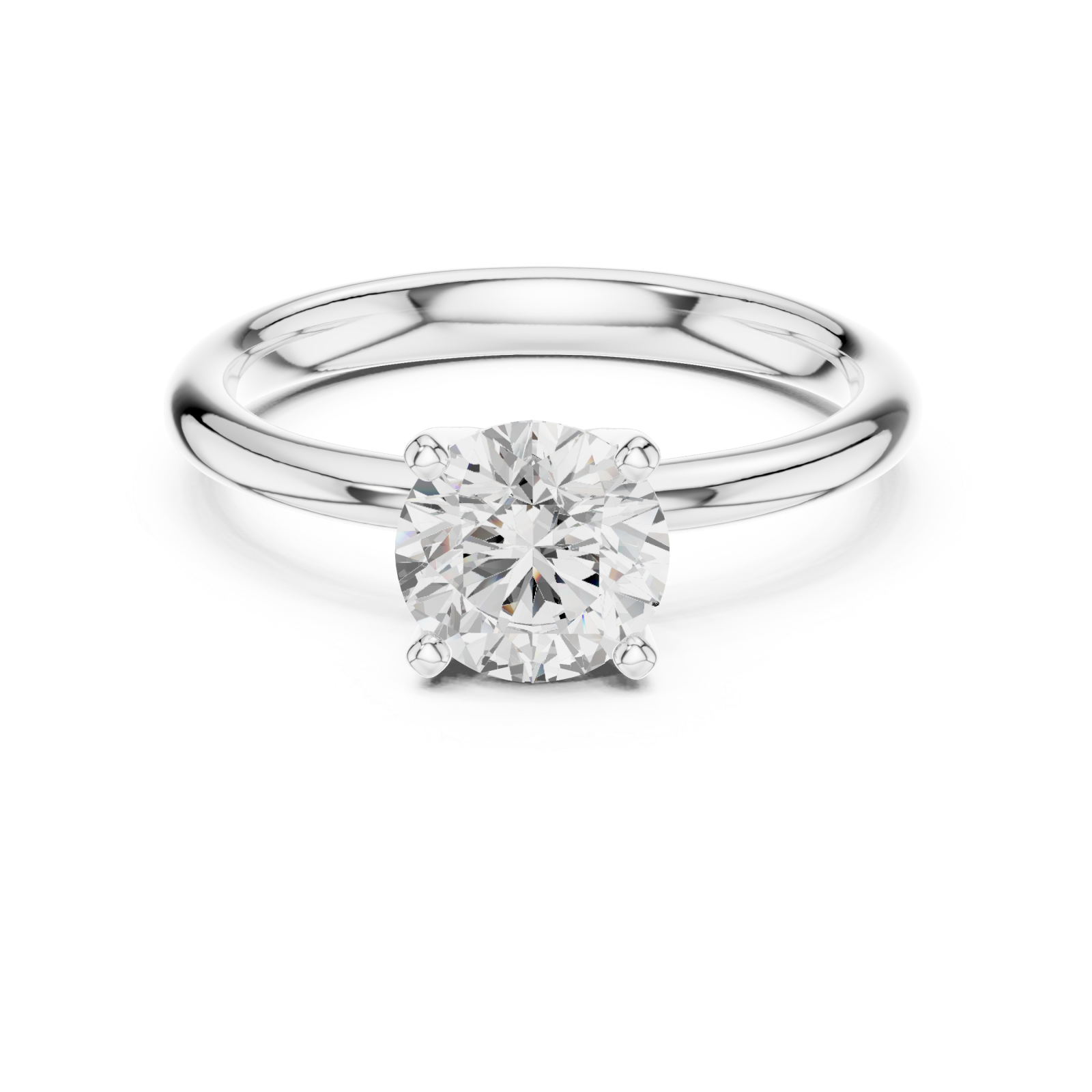  White Gold Celestial Aura Solitaire Ring Front View