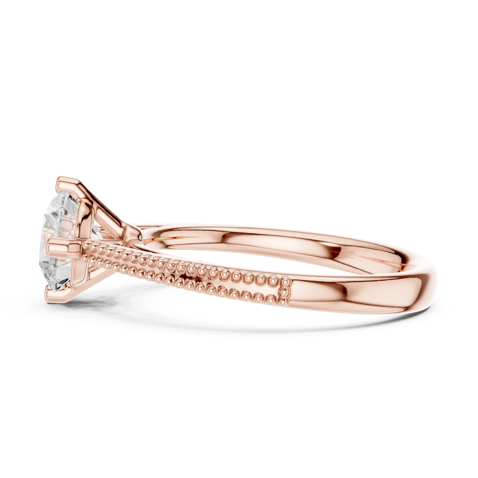  Rose Gold Celeste Harmony Solitaire Promise Ring Side View