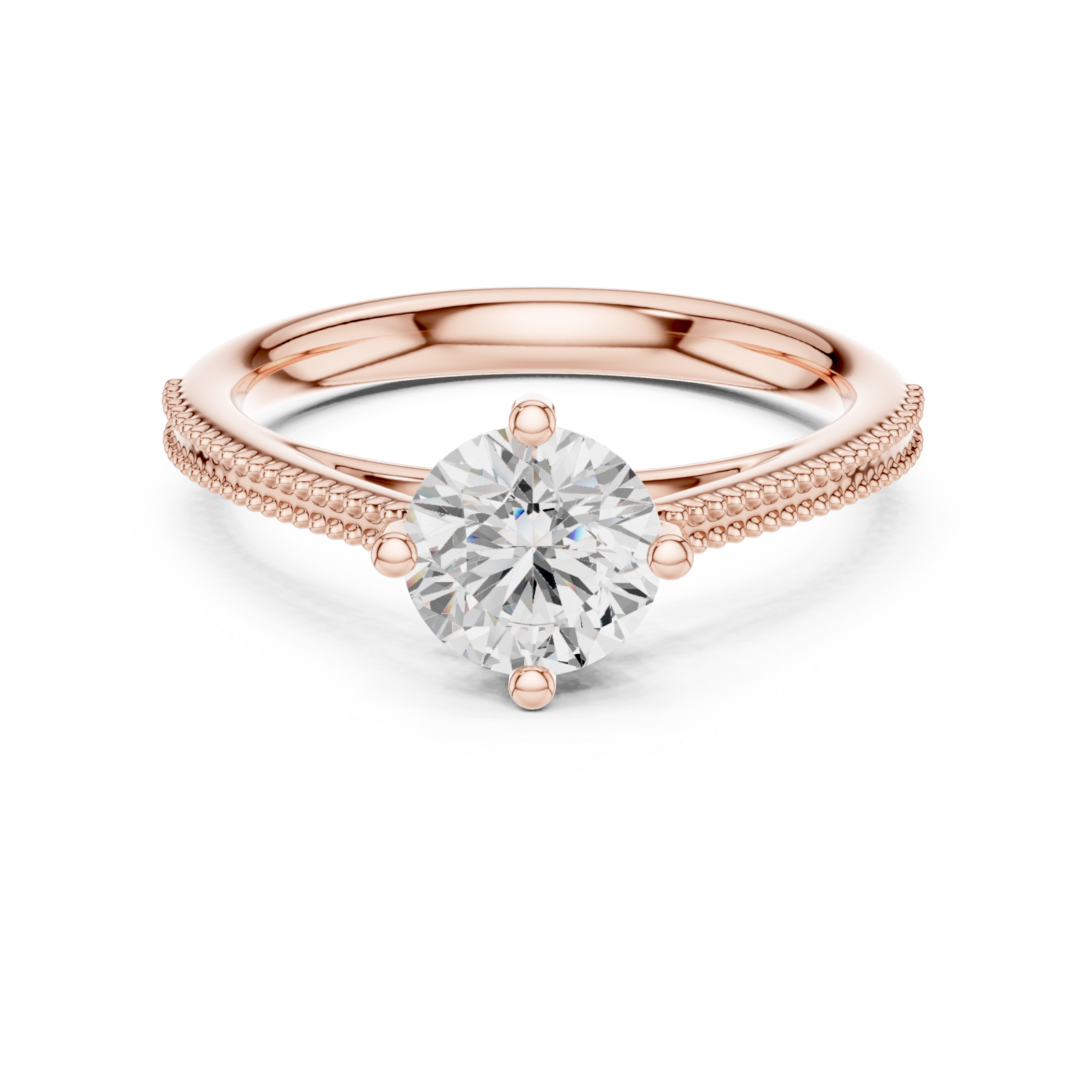  Rose Gold Celeste Harmony Solitaire Promise Ring Front View