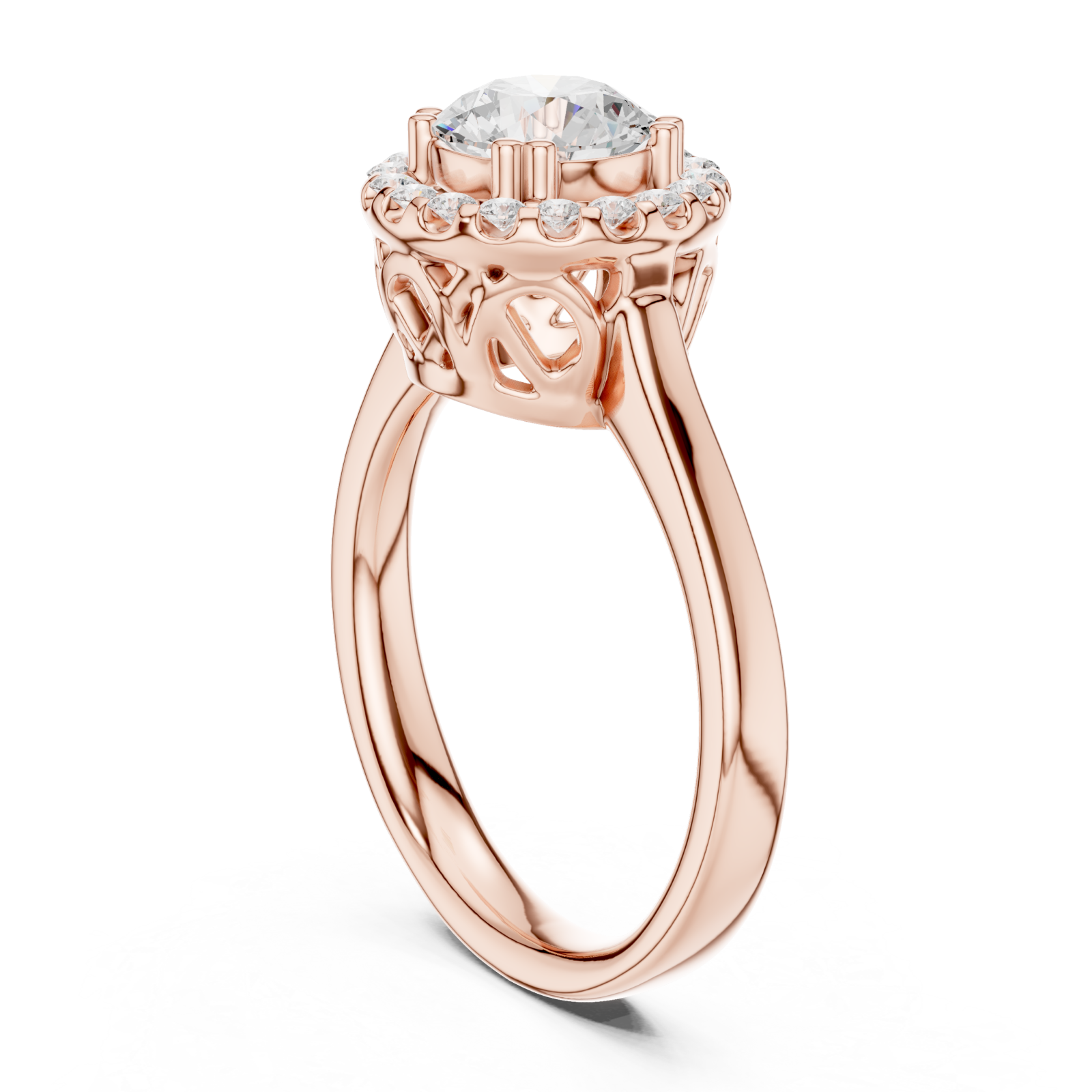  Rose Gold Whispering Garden Harmony Solitaire Band Left View