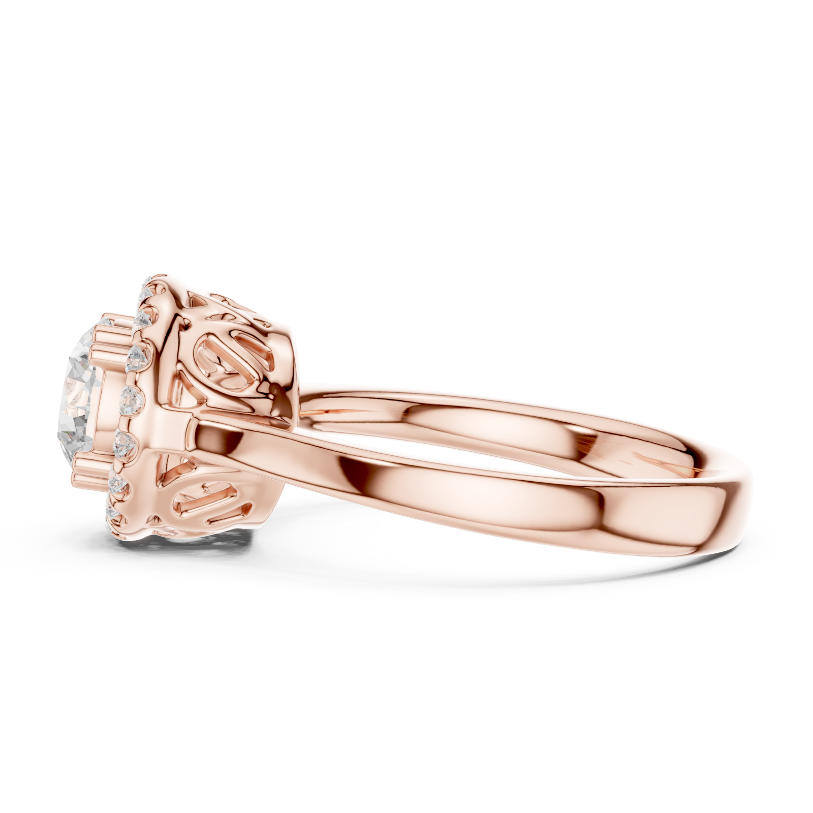  Rose Gold Whispering Garden Harmony Solitaire Band Side View