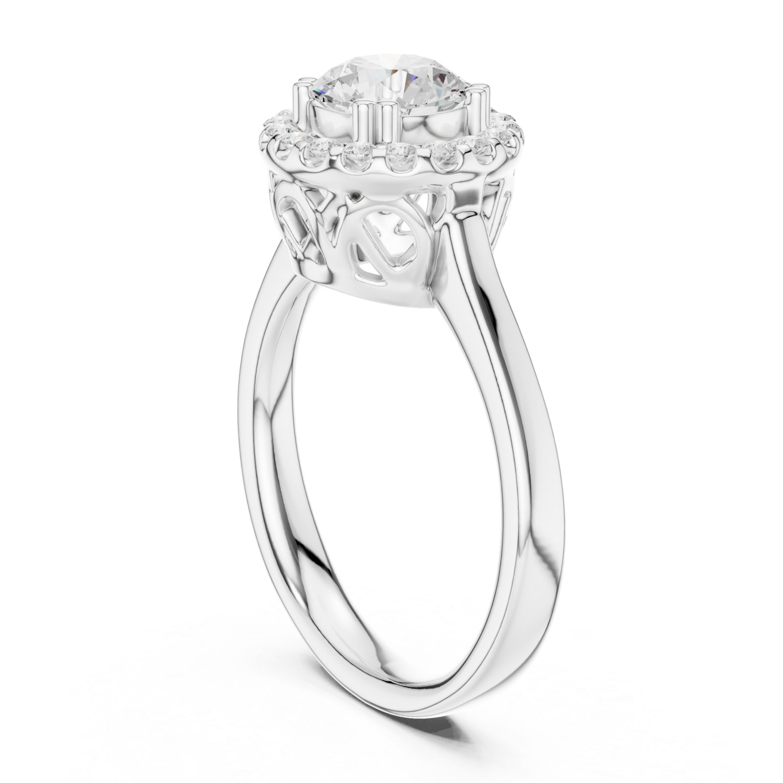  White Gold Whispering Garden Harmony Solitaire Band Left View