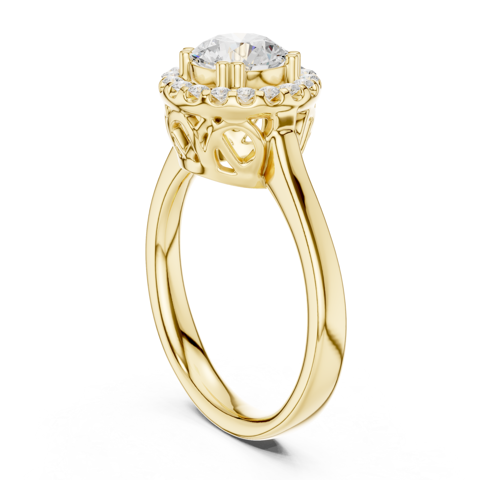  Gold Whispering Garden Harmony Solitaire Band Left View