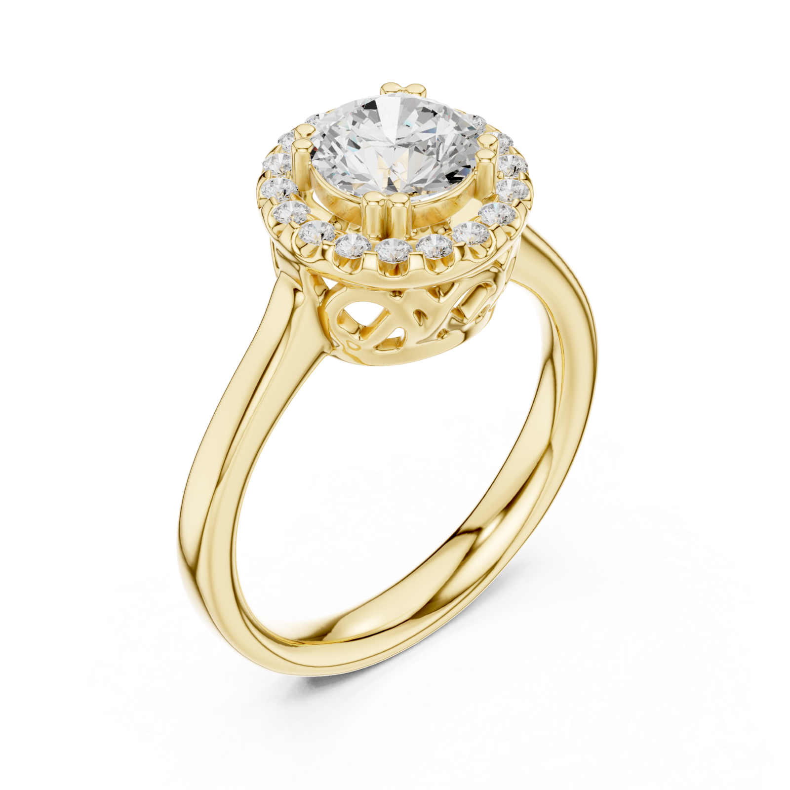 Gold Whispering Garden Harmony Solitaire Band Right View