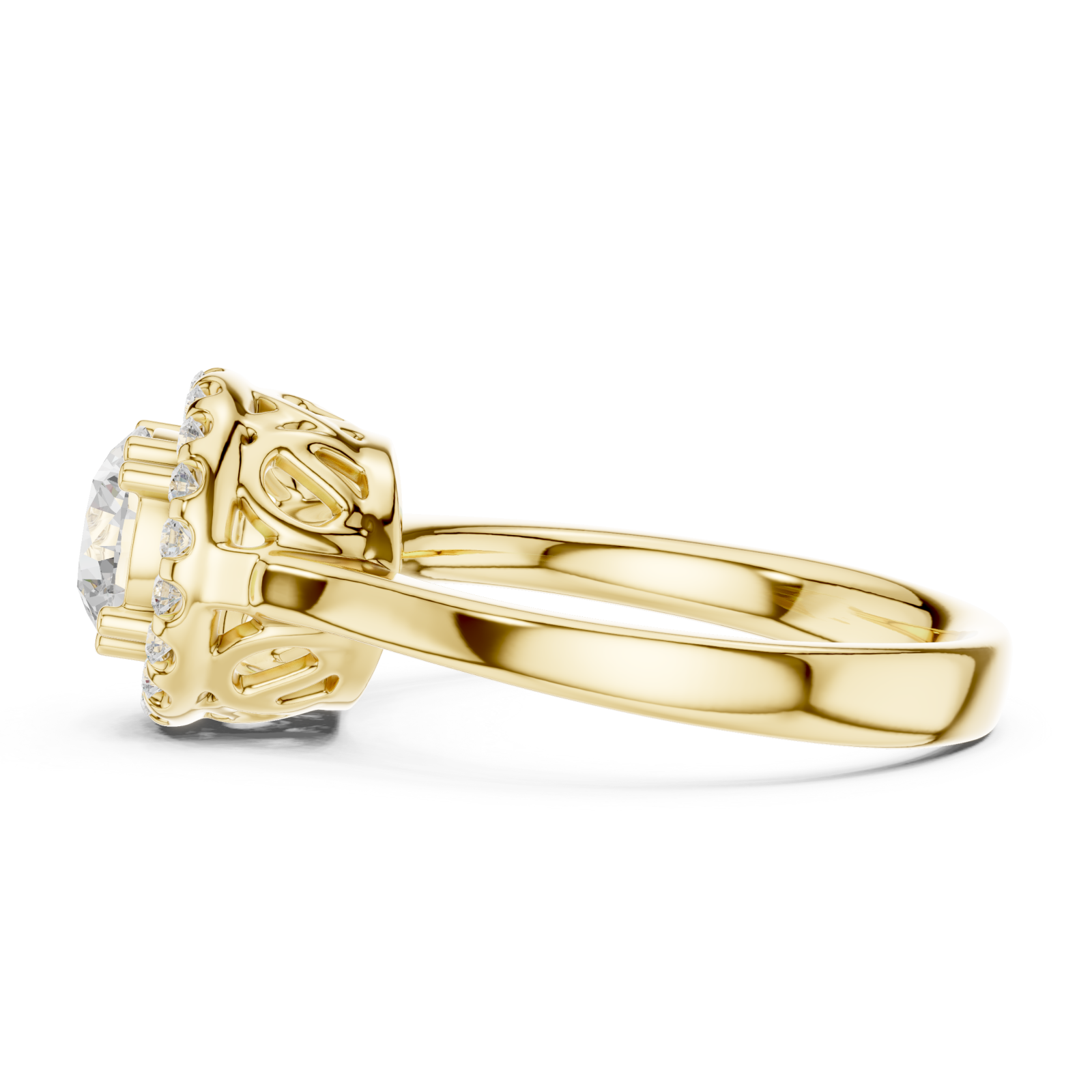  Gold Whispering Garden Harmony Solitaire Band Side View