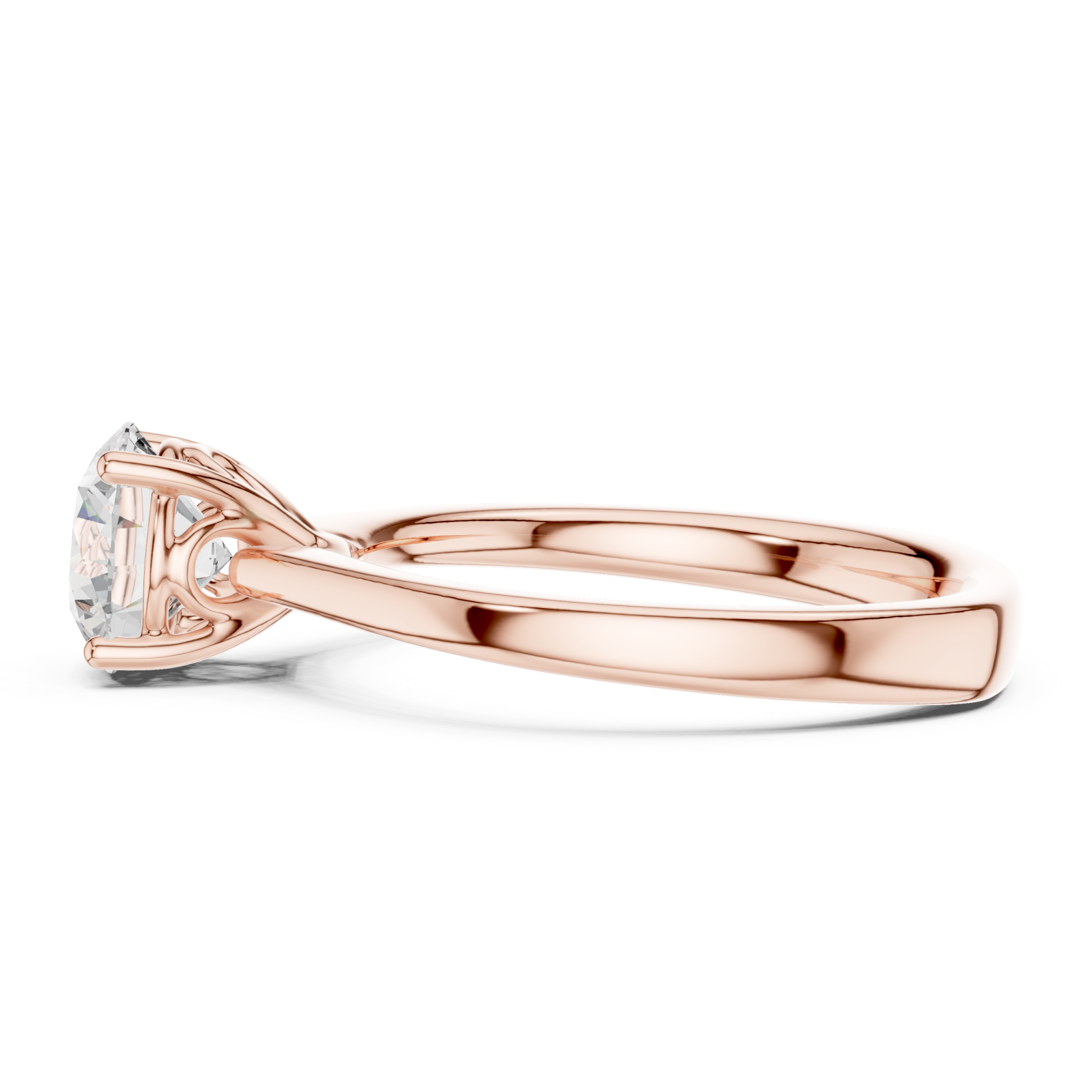  Rose Gold Lustrous Harmony Solitaire Ring Side View