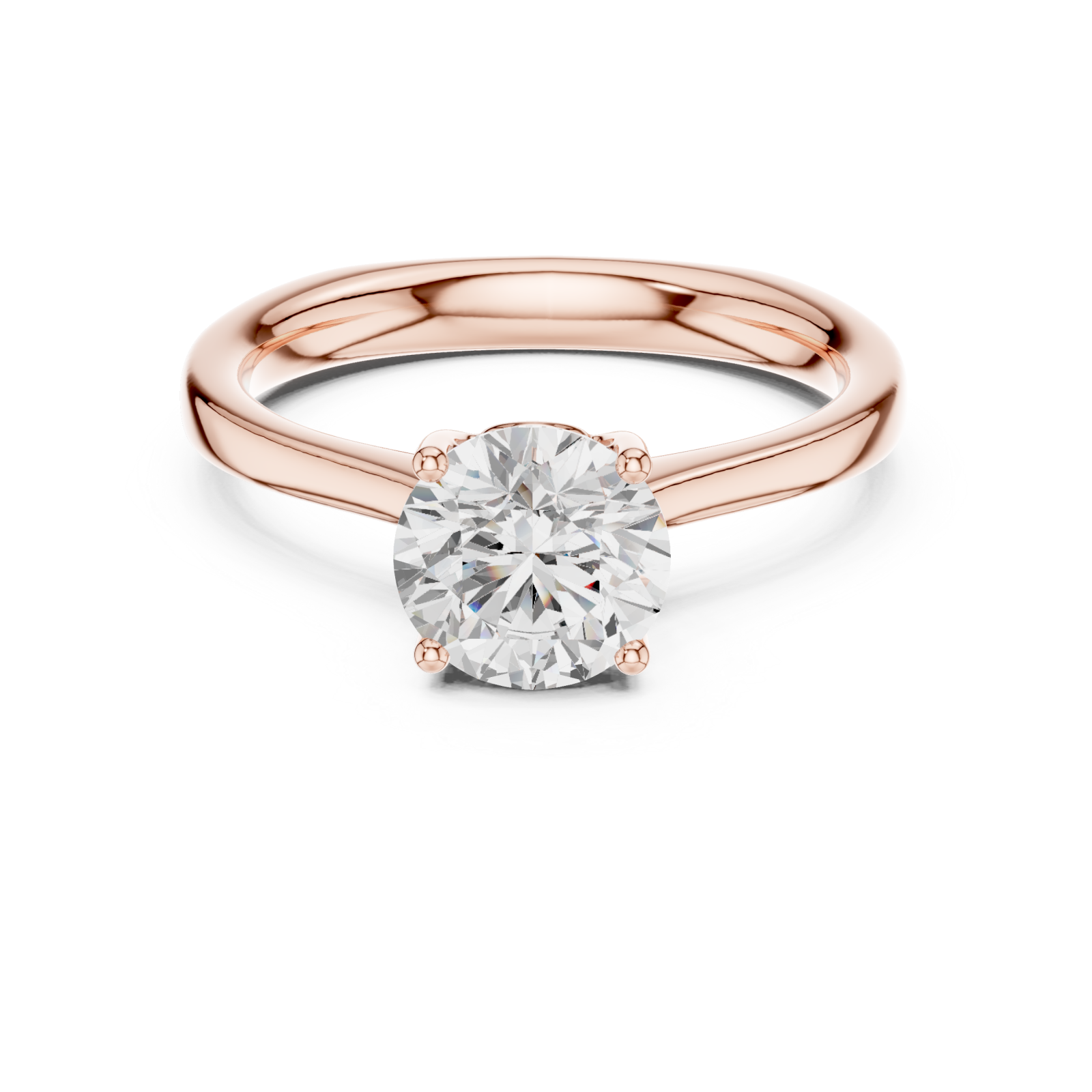  Rose Gold Lustrous Harmony Solitaire Ring Front View