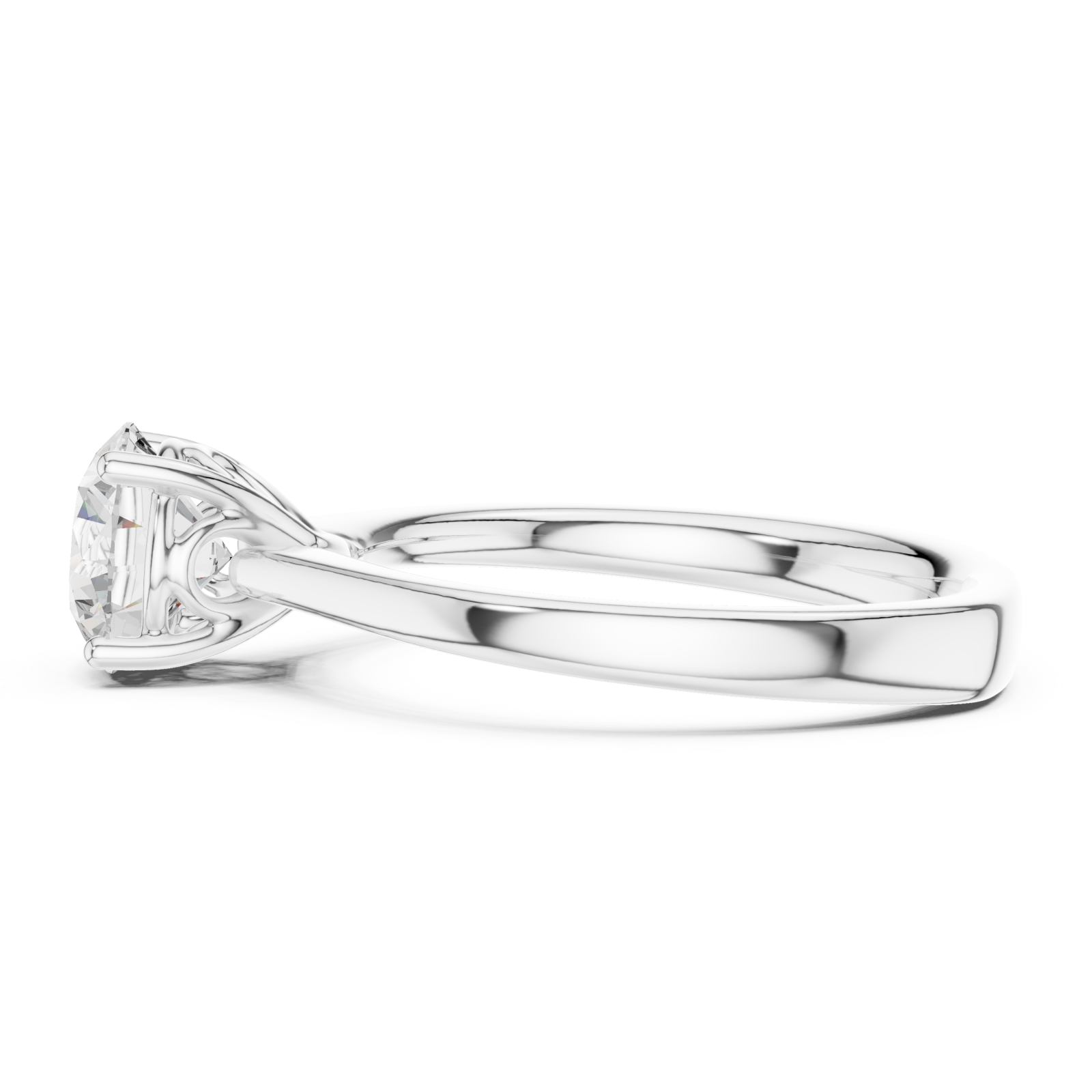  White Gold Lustrous Harmony Solitaire Ring Side View