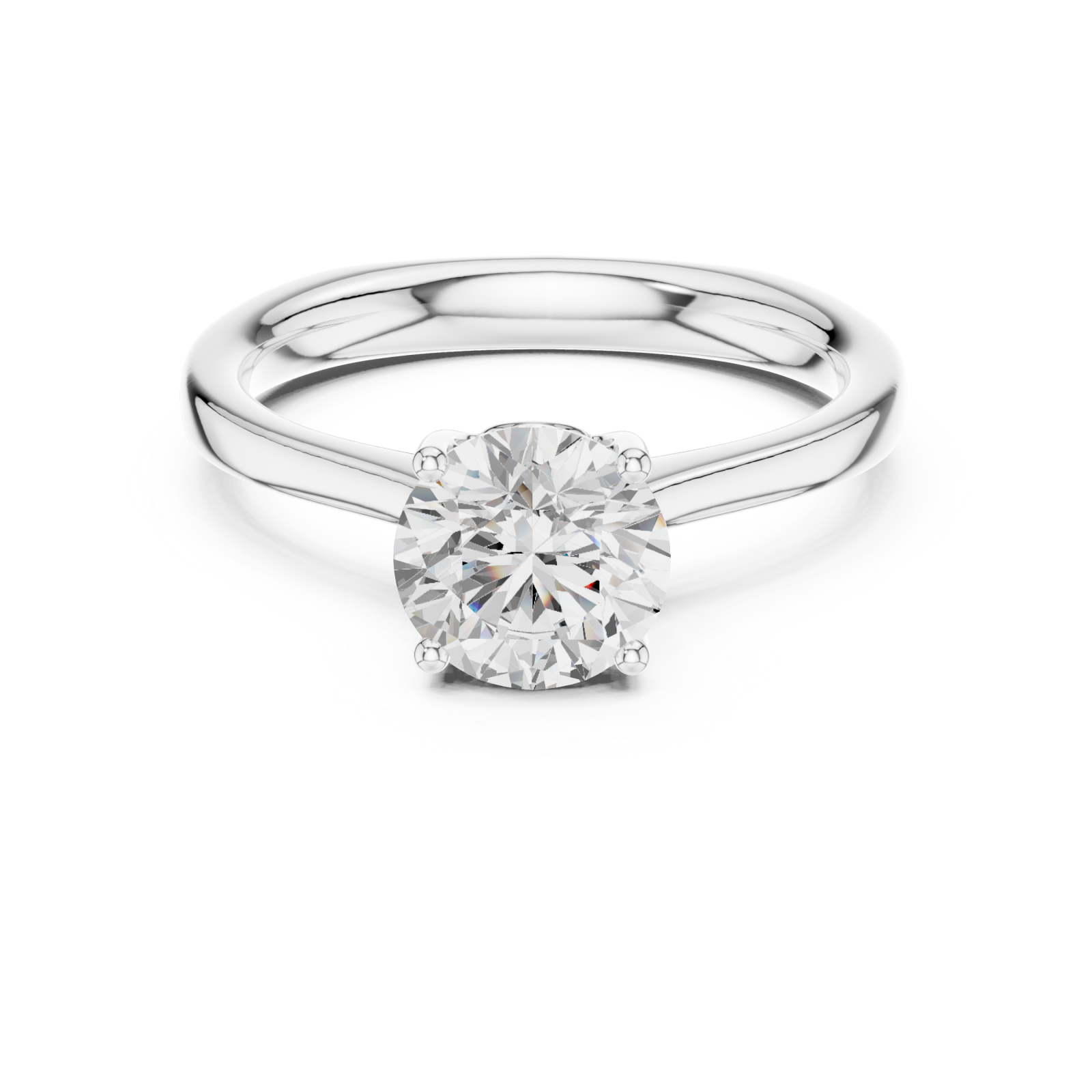  White Gold Lustrous Harmony Solitaire Ring Front View