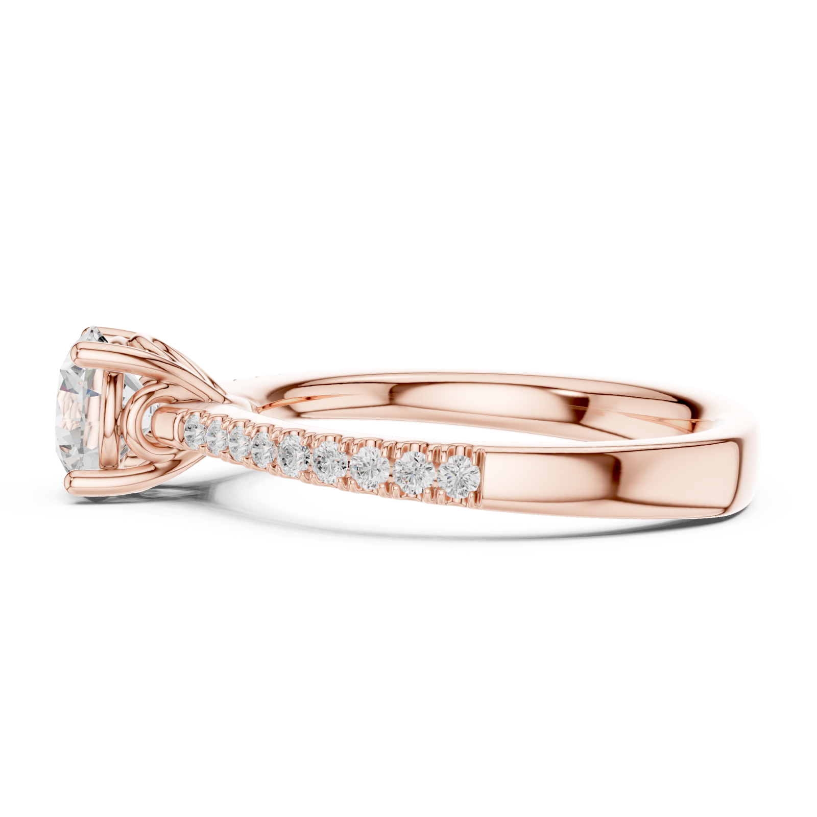  Rose Gold Celeste Classic Solitaire Engagement Ring Side View