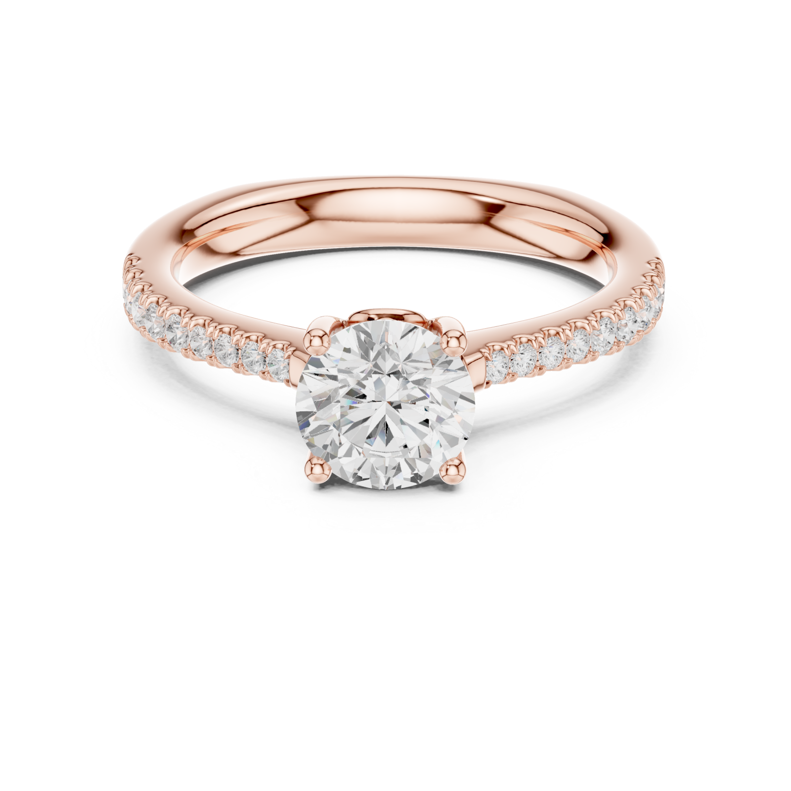  Rose Gold Celeste Classic Solitaire Engagement Ring Front View