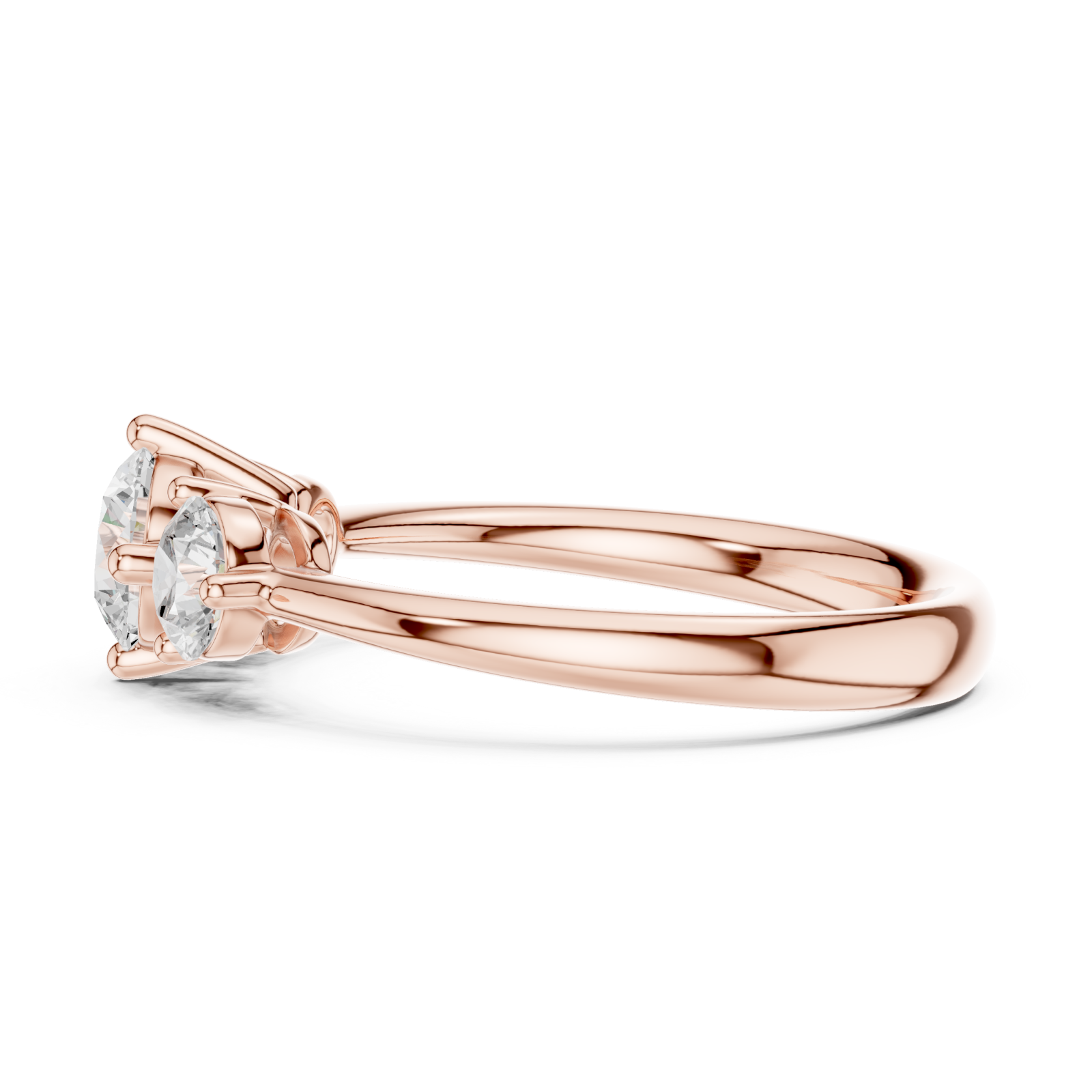  Rose Gold Three Stone Harmony Ring Side View