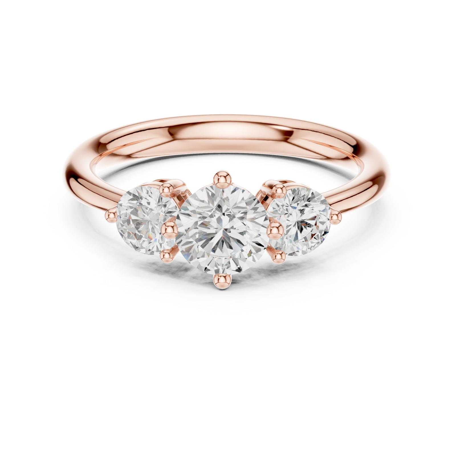 Rose Gold Three Stone Harmony Ring Front View